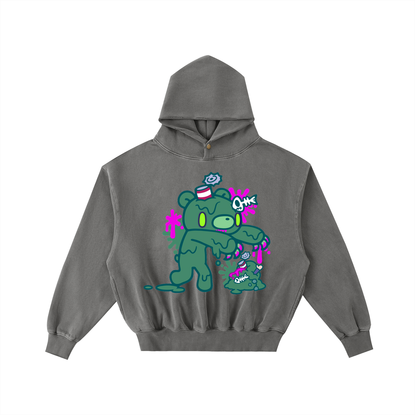 Frayed Enzyme Washed Fleece Hoodie