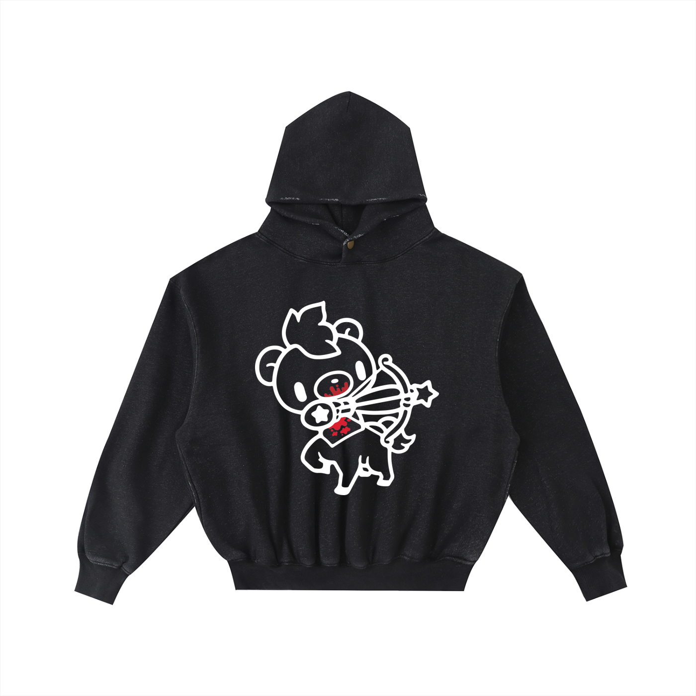 Frayed Enzyme Washed Fleece Hoodie