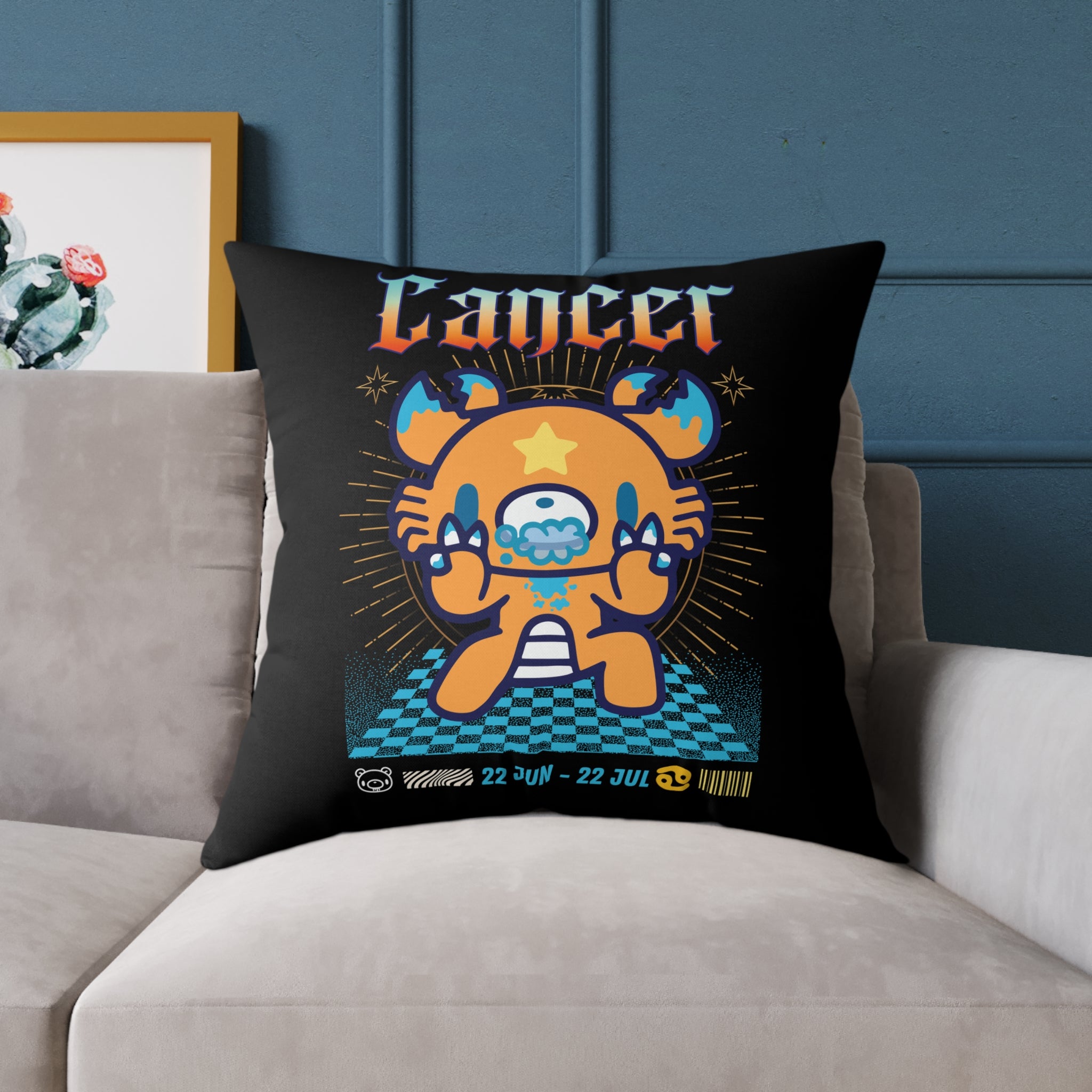 Gloomy Cancer Zodiac Square Poly Canvas Pillow