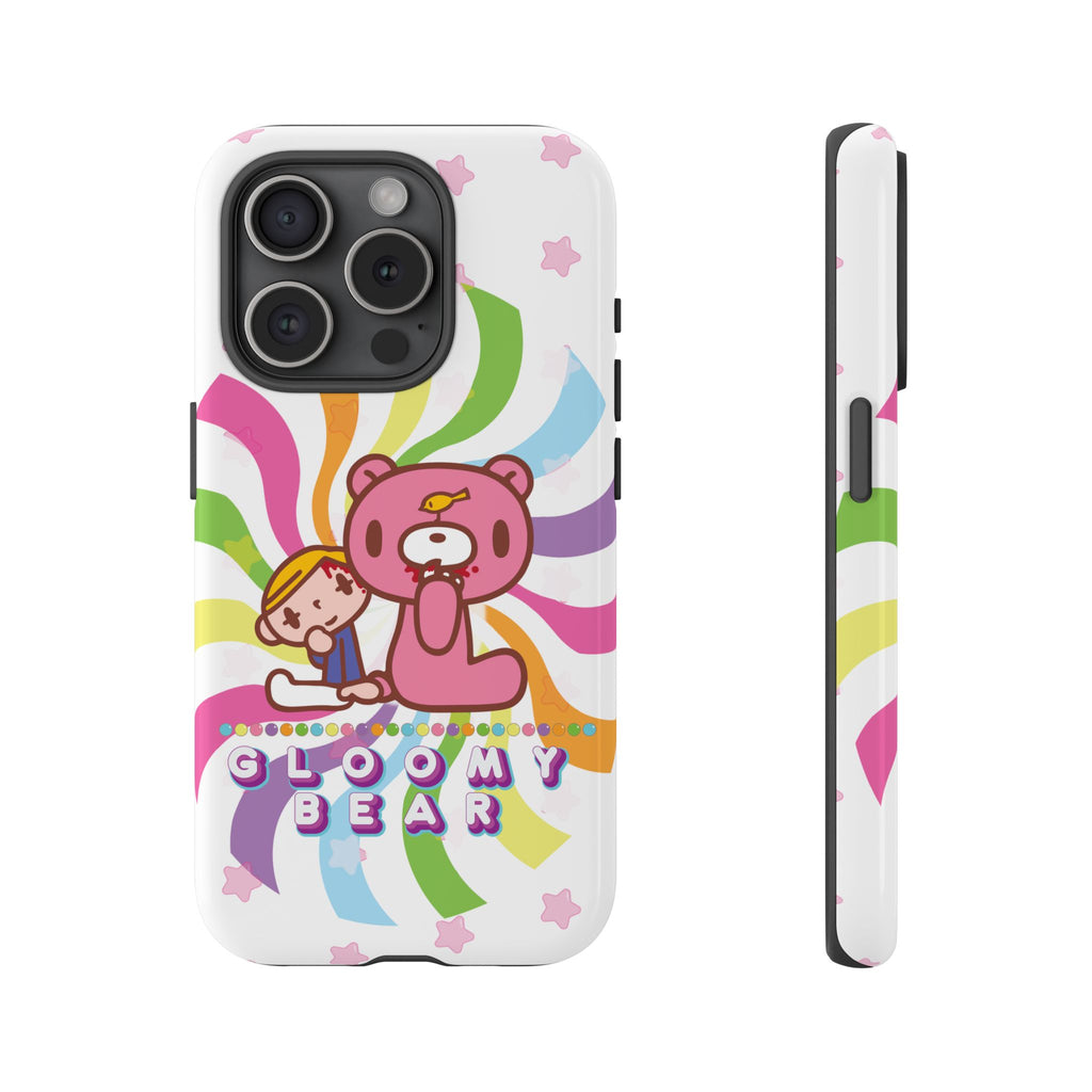 Swirly Rainbow Gloomy Bear - Tough Phone Case