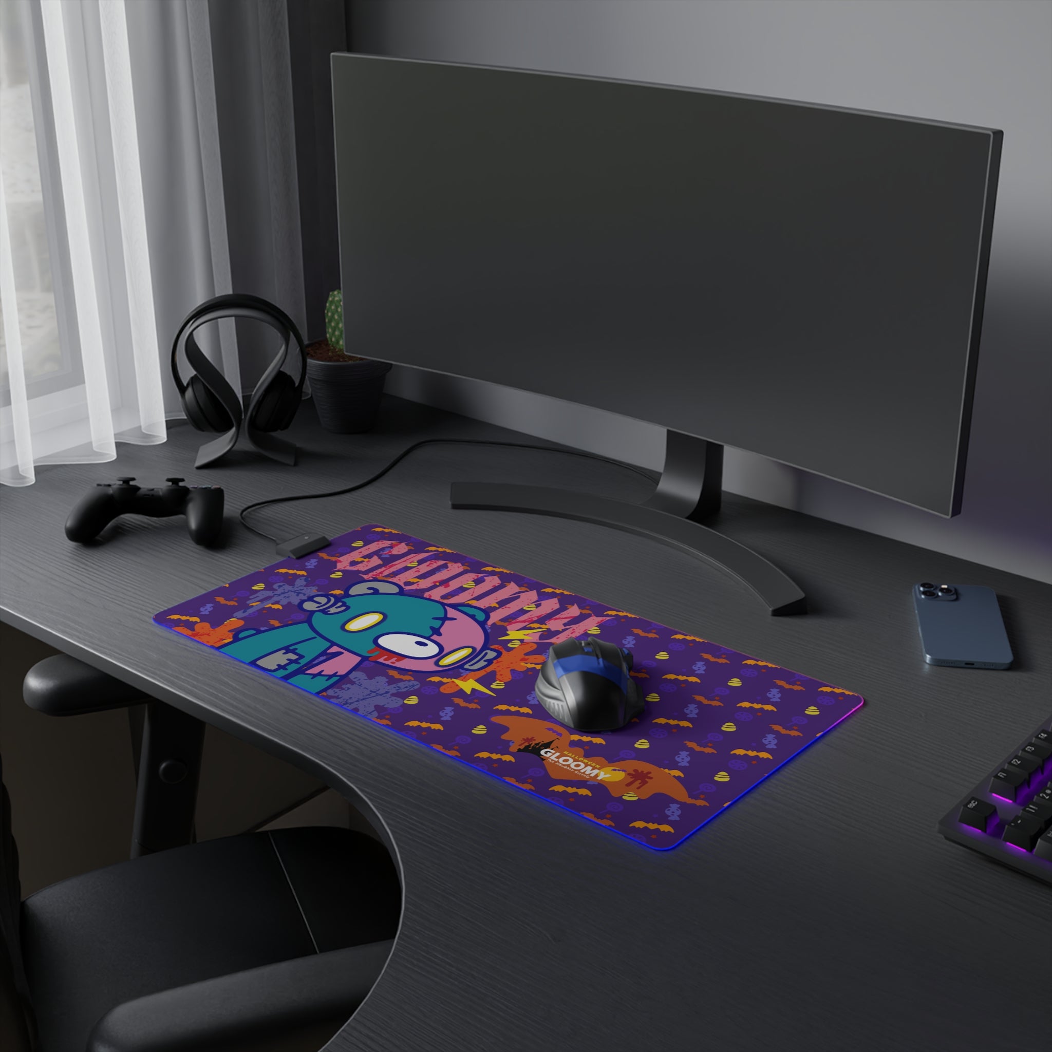 gloomy bear Halloween patchwork LED Gaming Mouse Pad