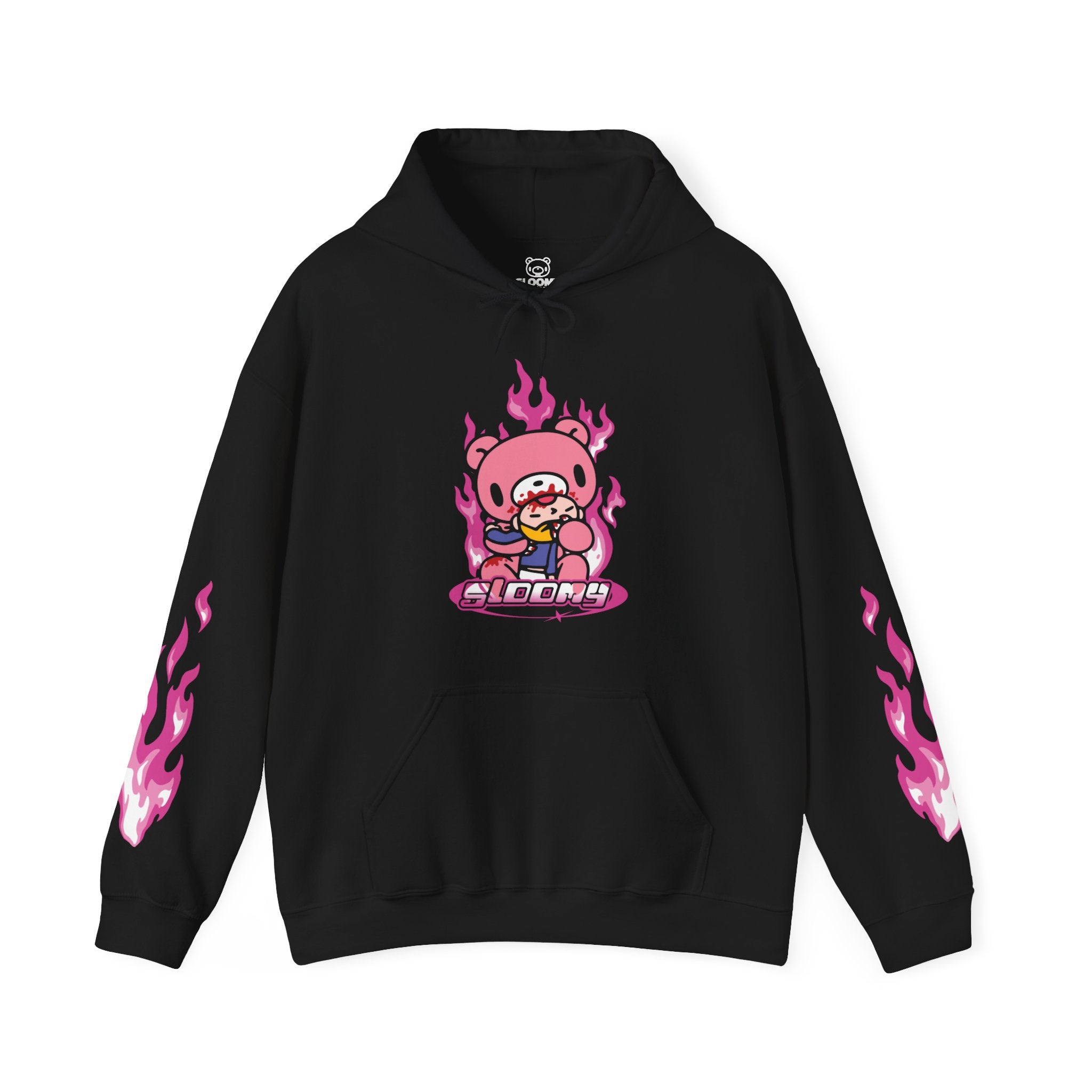Gloomy Bear Y2k Pink Flame Hooded Sweatshirt