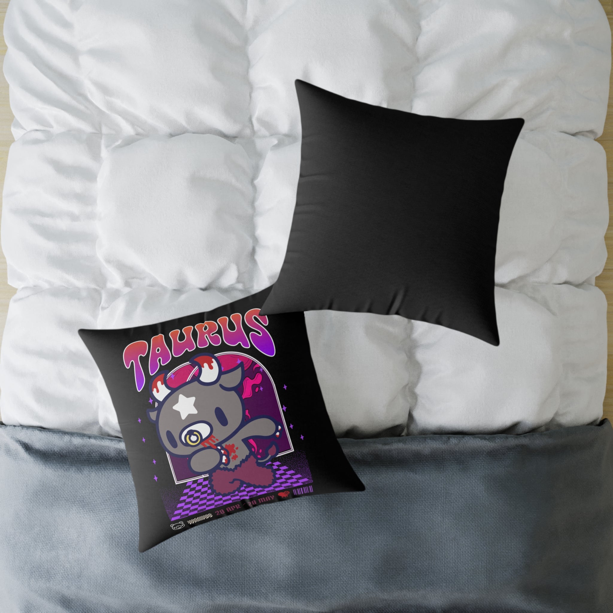 Gloomy Taurus Zodiac Square Poly Canvas Pillow