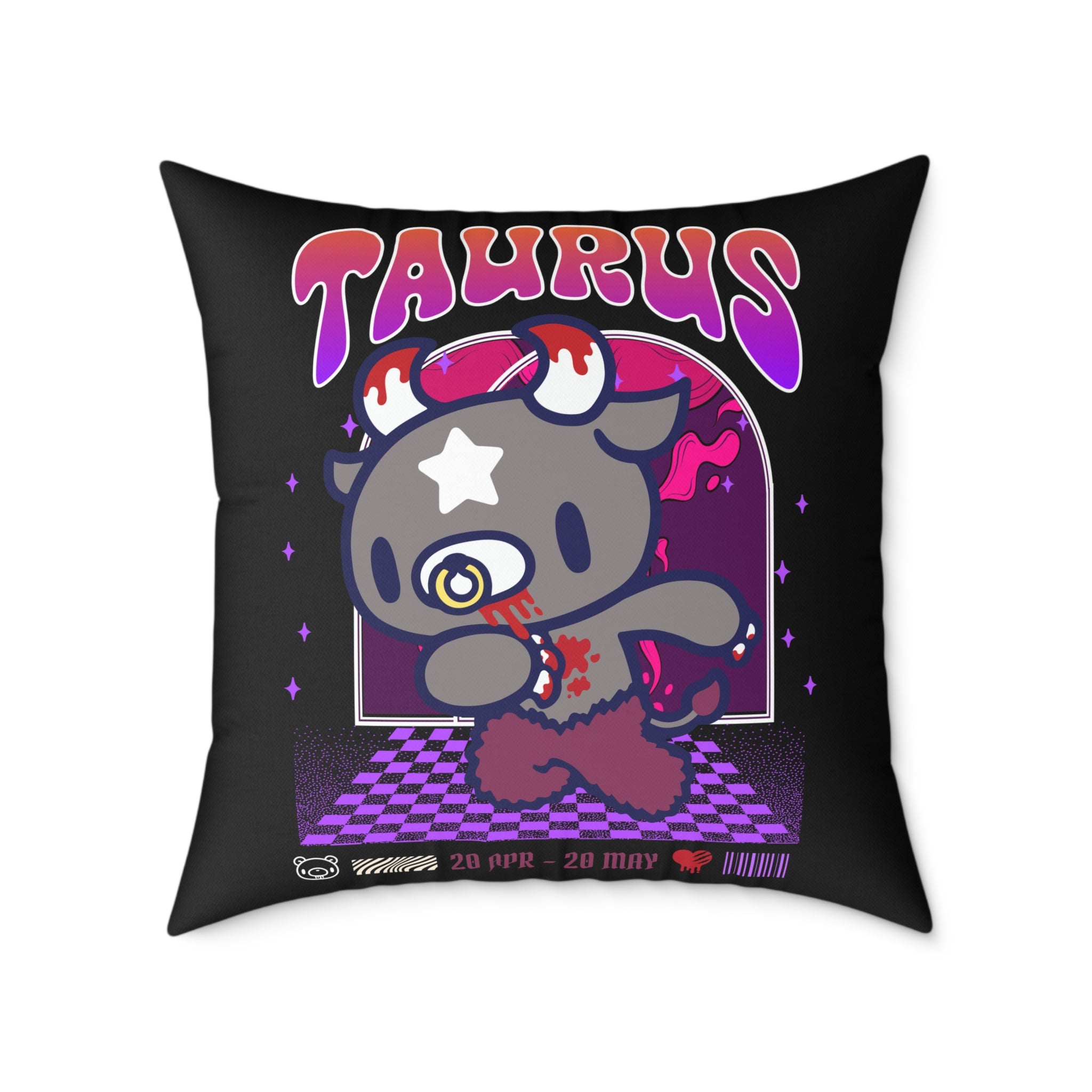 Gloomy Taurus Zodiac Square Poly Canvas Pillow