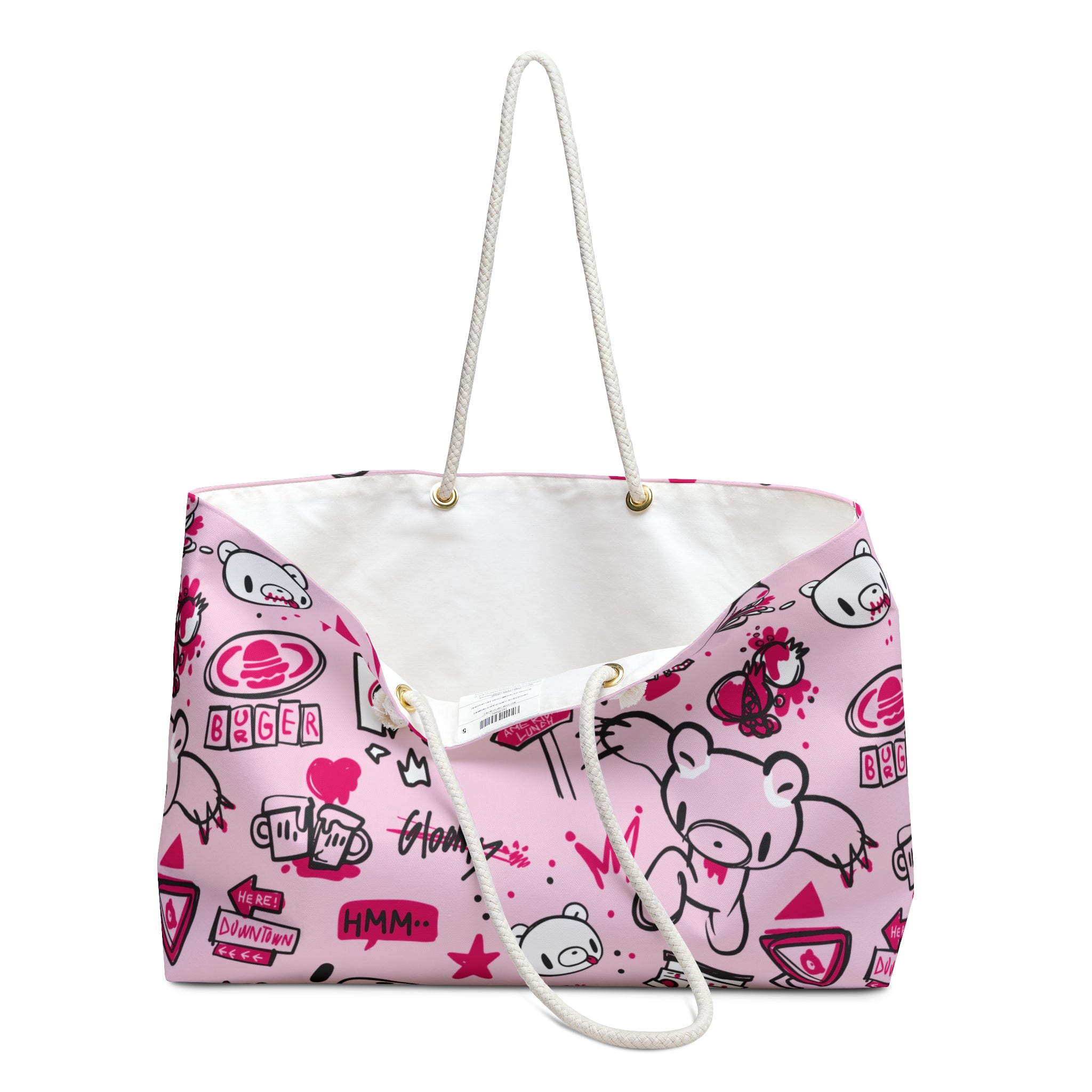 Gloomy Sketch Pink Pattern Weekender Beach Bag