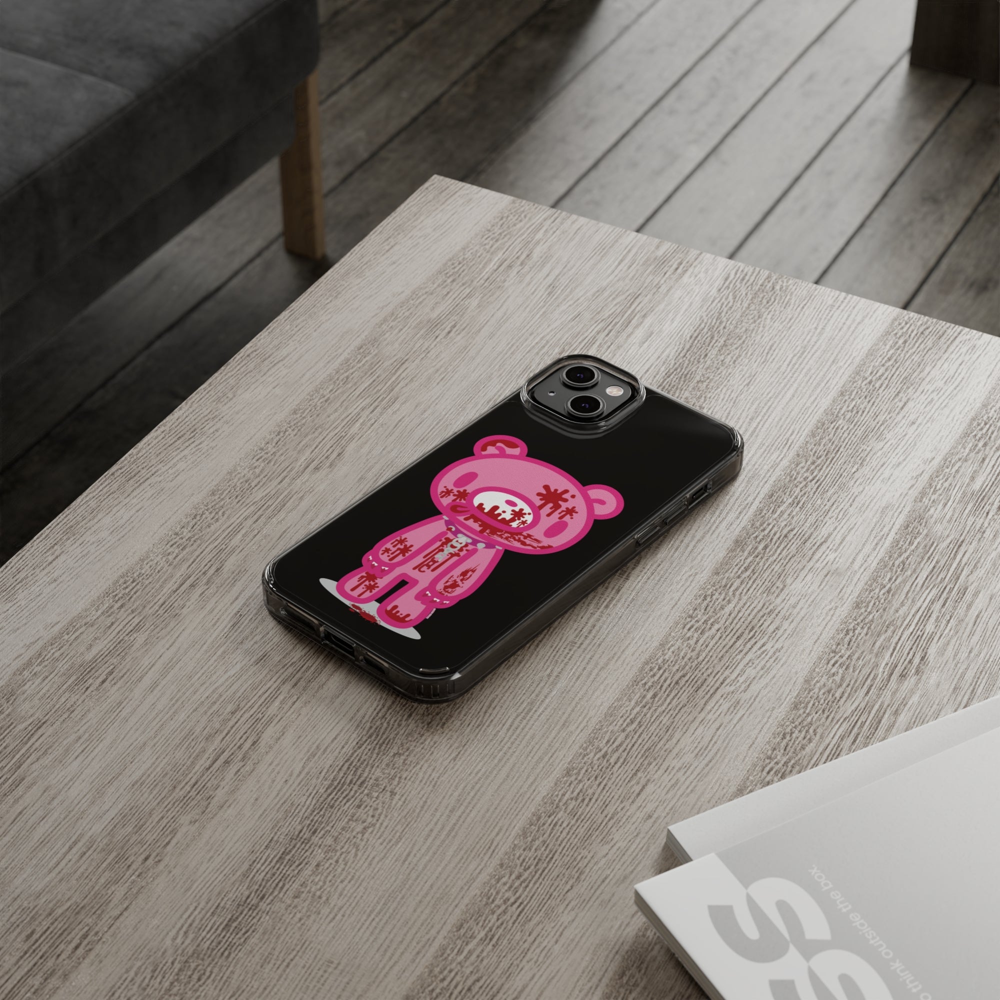 Pink Gloomy Bear Bloody - Clear Phone Case