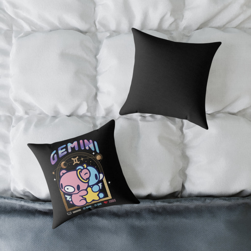 Gloomy Gemini Zodiac Square Poly Canvas Pillow