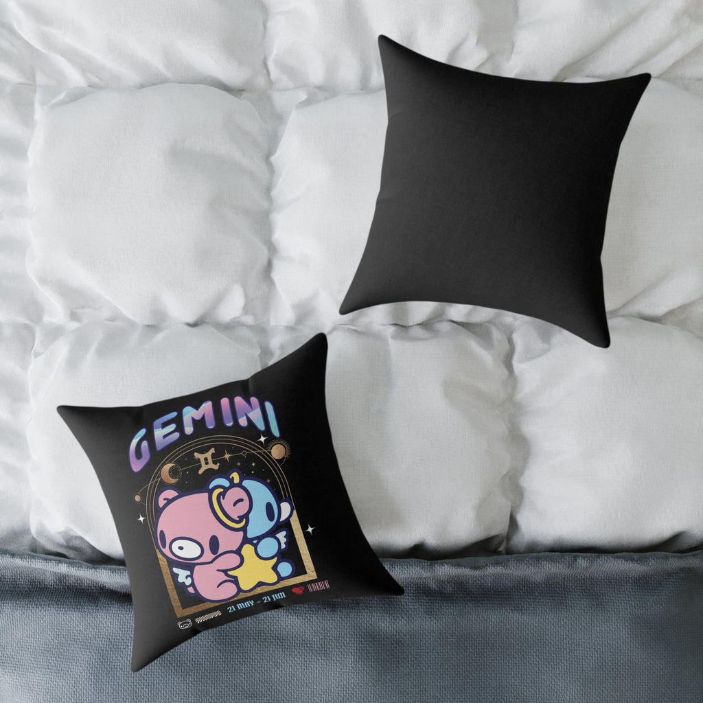 Gloomy Gemini Zodiac Square Poly Canvas Pillow