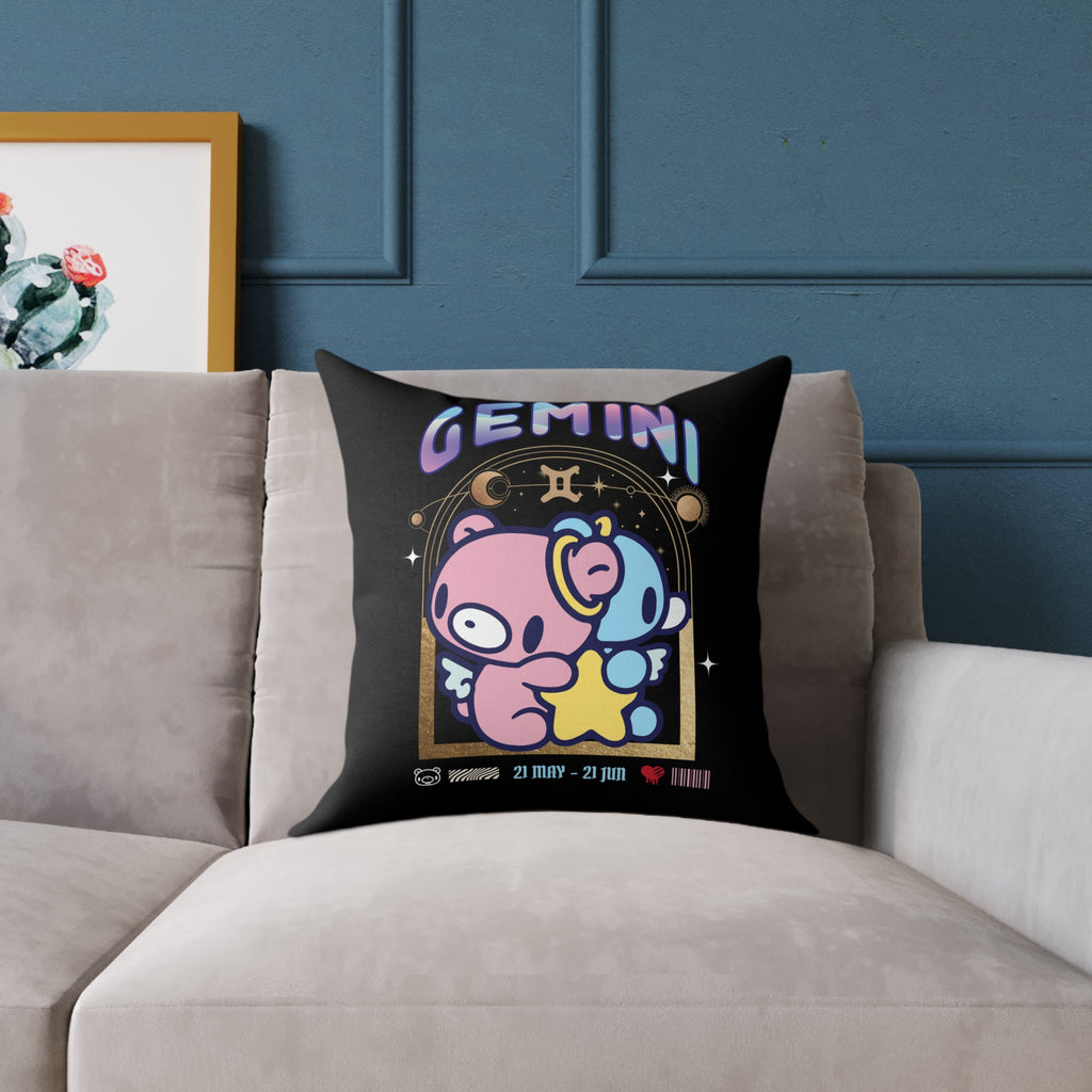 Gloomy Gemini Zodiac Square Poly Canvas Pillow