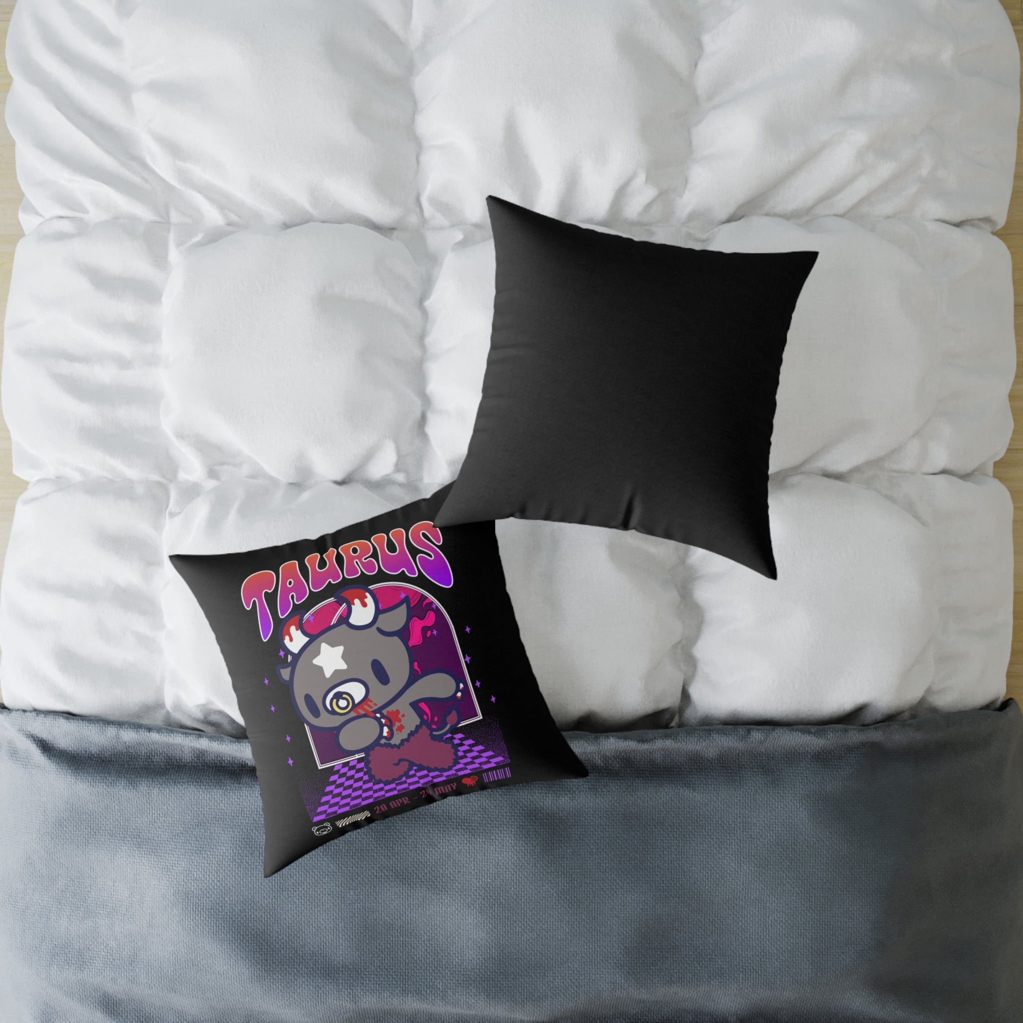Gloomy Taurus Zodiac Square Poly Canvas Pillow