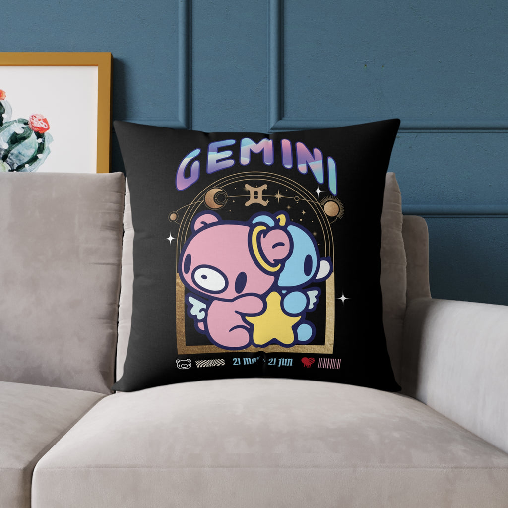Gloomy Gemini Zodiac Square Poly Canvas Pillow