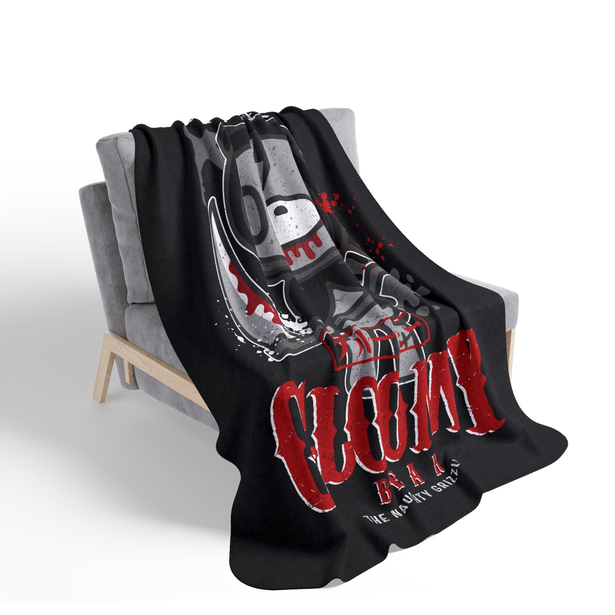 Grim Reaper Gloomy Bear halloween Fleece Sherpa Blanket