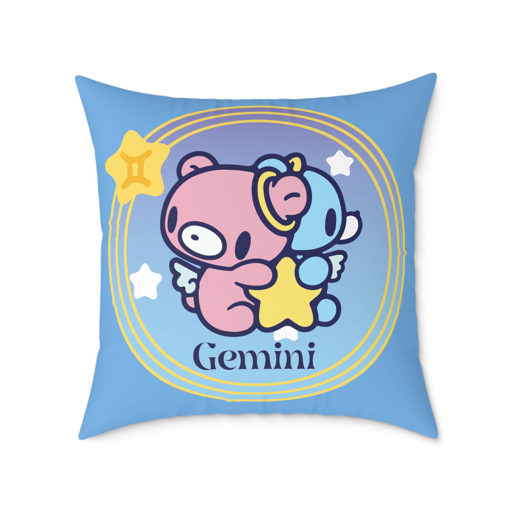 Gloomy Gemini Zodiac Square Poly Canvas Pillow
