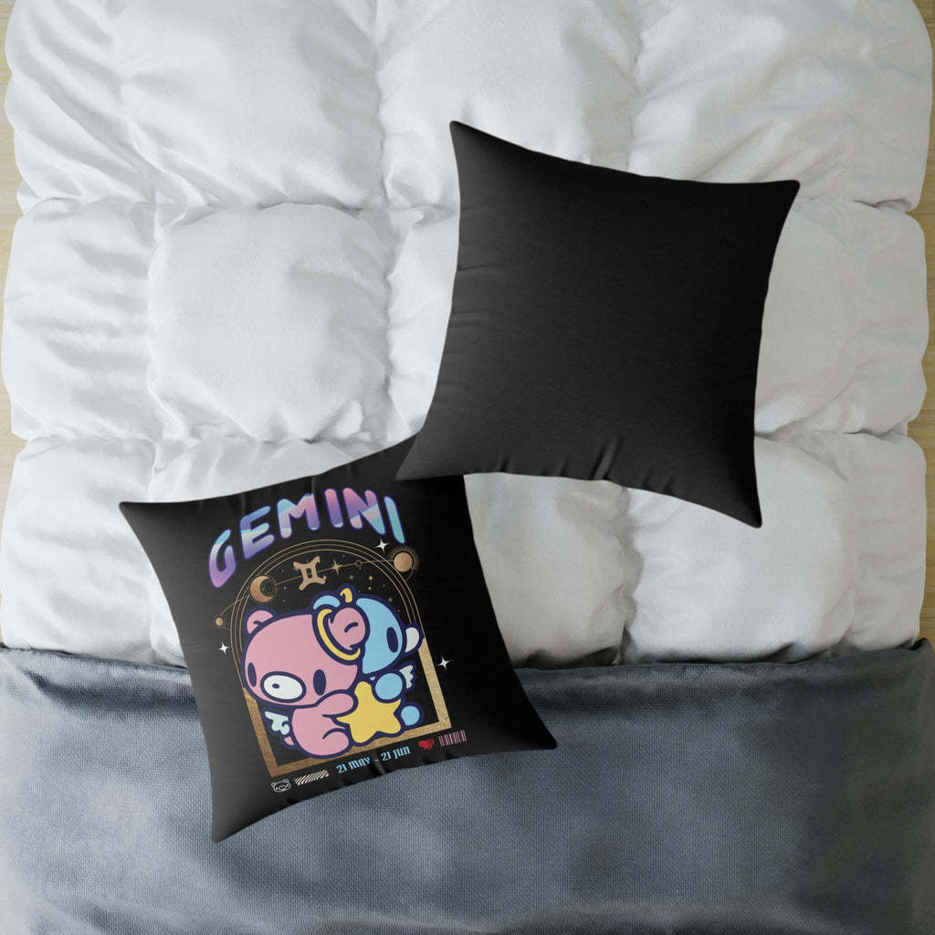 Gloomy Gemini Zodiac Square Poly Canvas Pillow