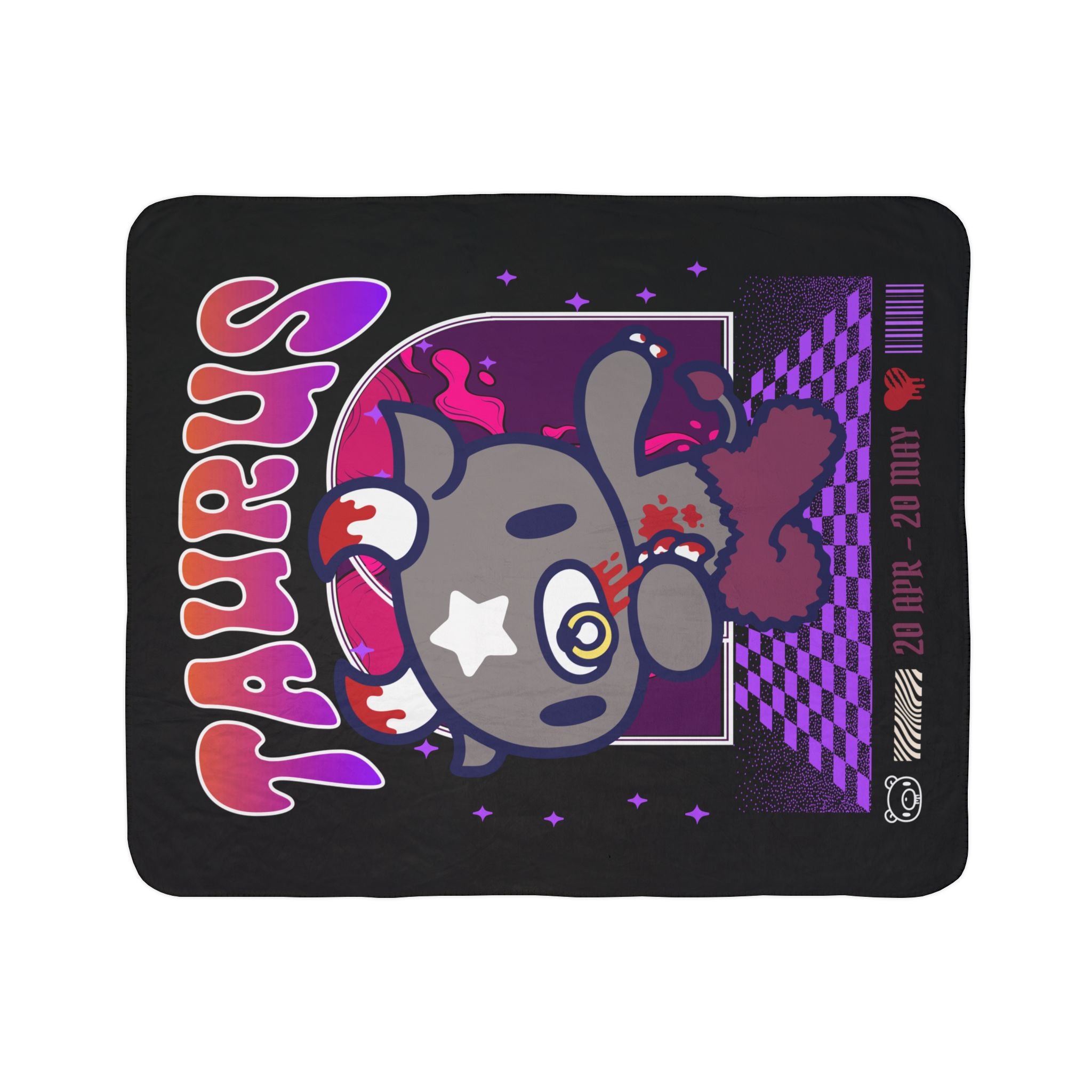 Gloomy Bear Taurus Zodiac Fleece Sherpa Blanket