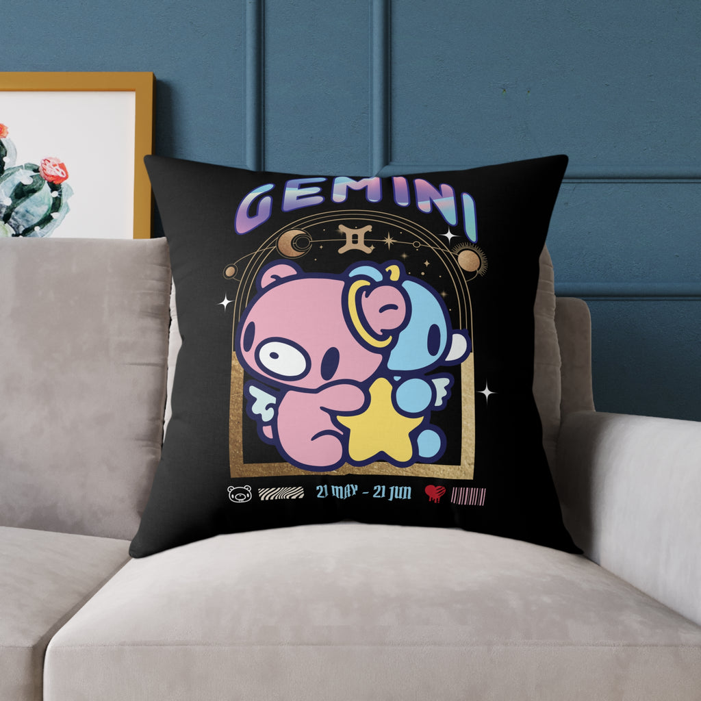 Gloomy Gemini Zodiac Square Poly Canvas Pillow