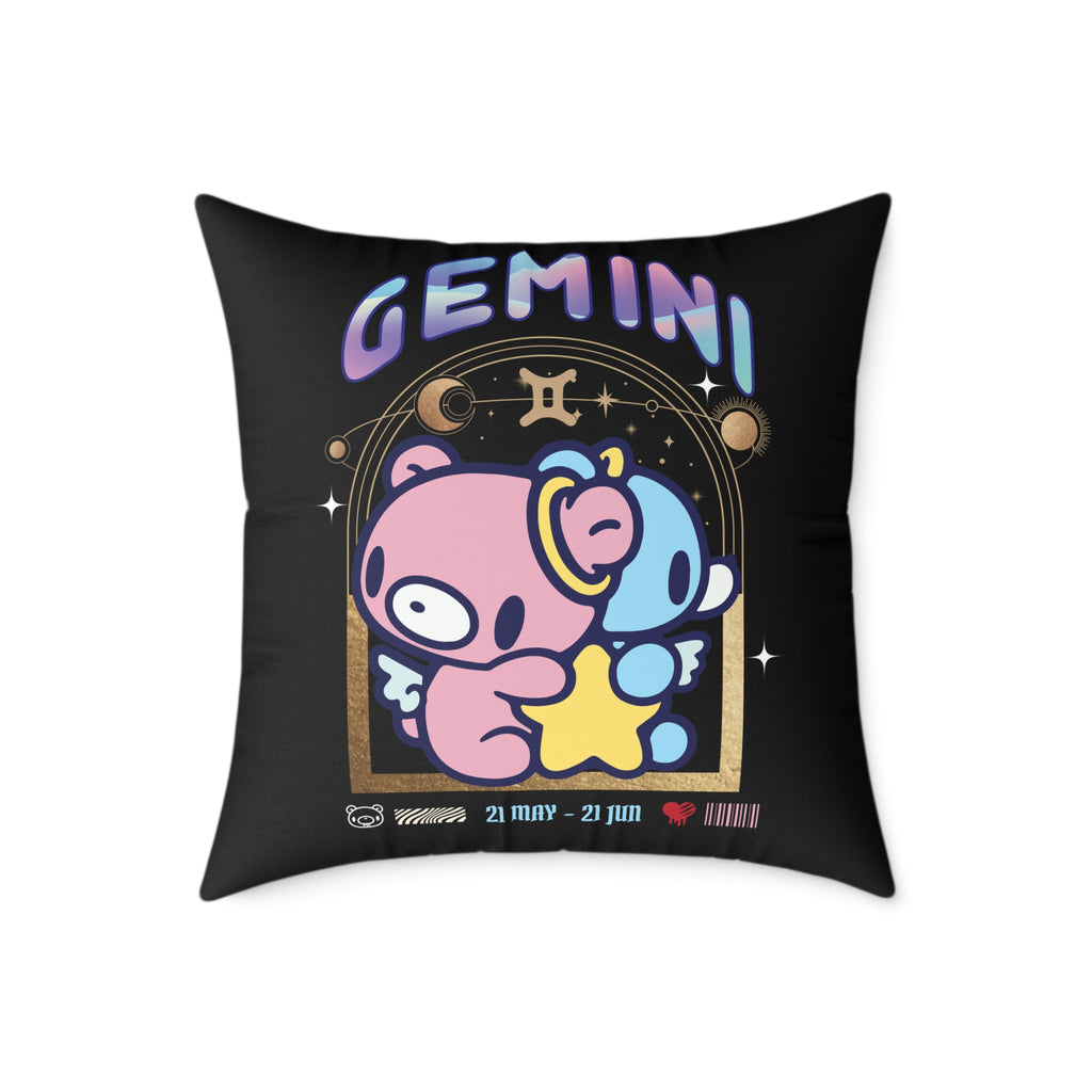 Gloomy Gemini Zodiac Square Poly Canvas Pillow