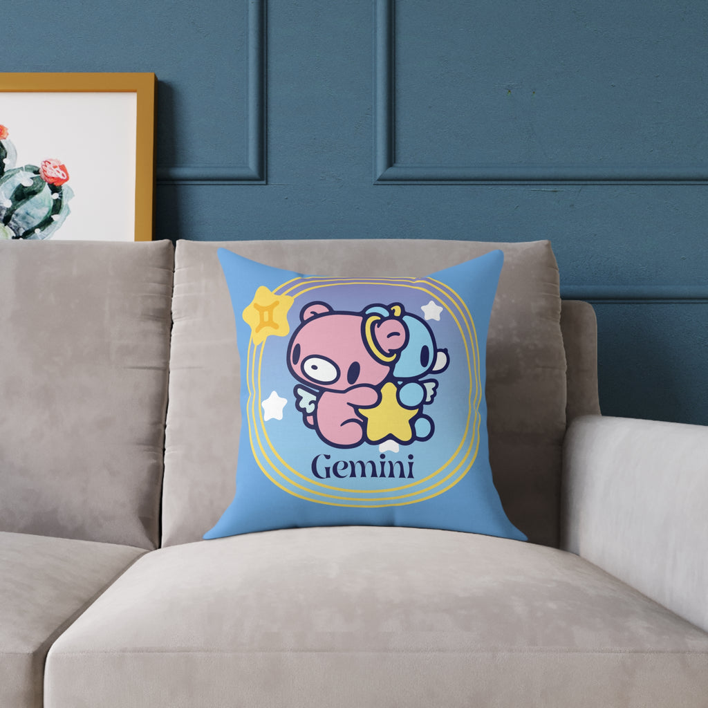 Gloomy Gemini Zodiac Square Poly Canvas Pillow