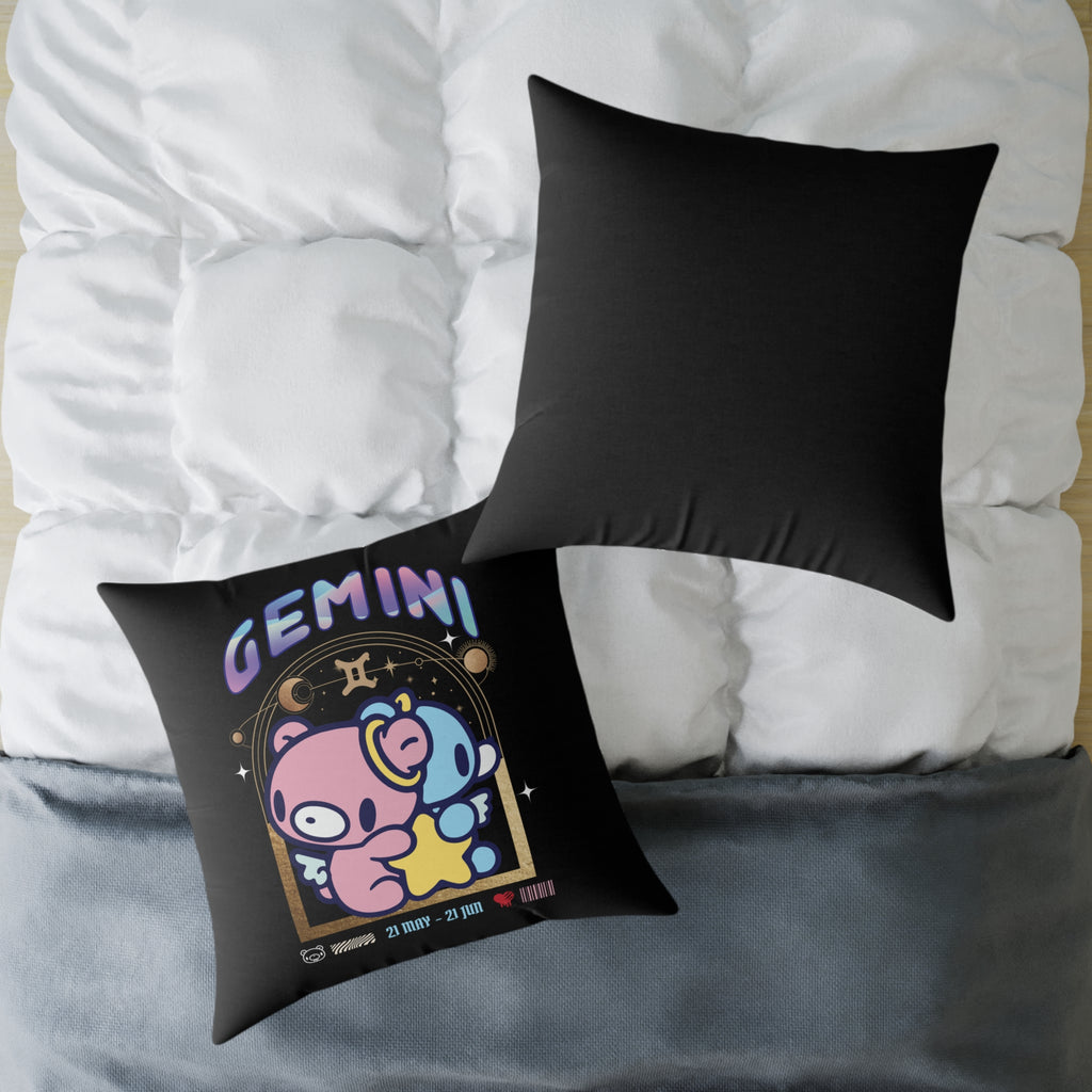 Gloomy Gemini Zodiac Square Poly Canvas Pillow
