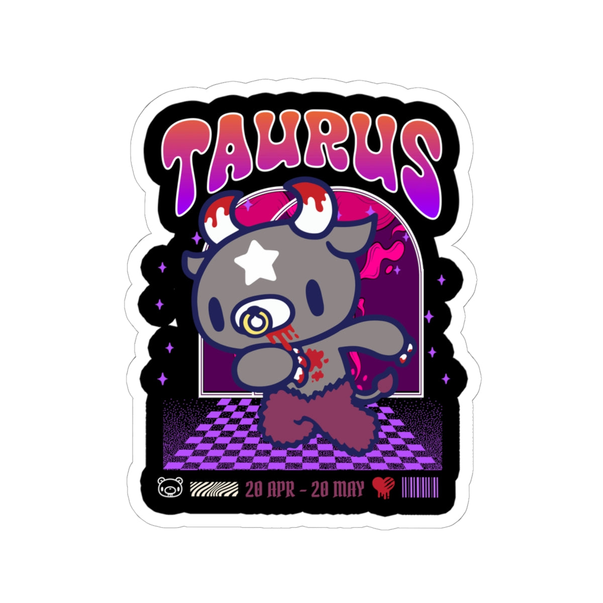 Gloomy Taurus Zodiac Kiss-Cut Stickers