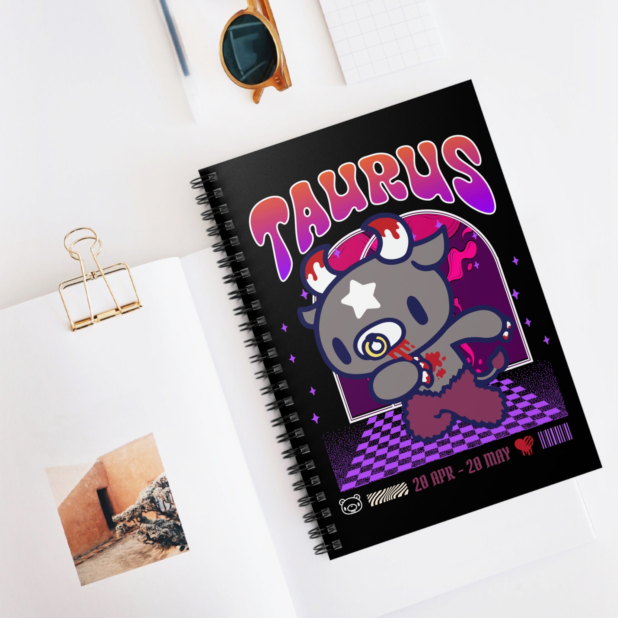 gloomy Taurus Zodiac Spiral Notebook - Ruled Line