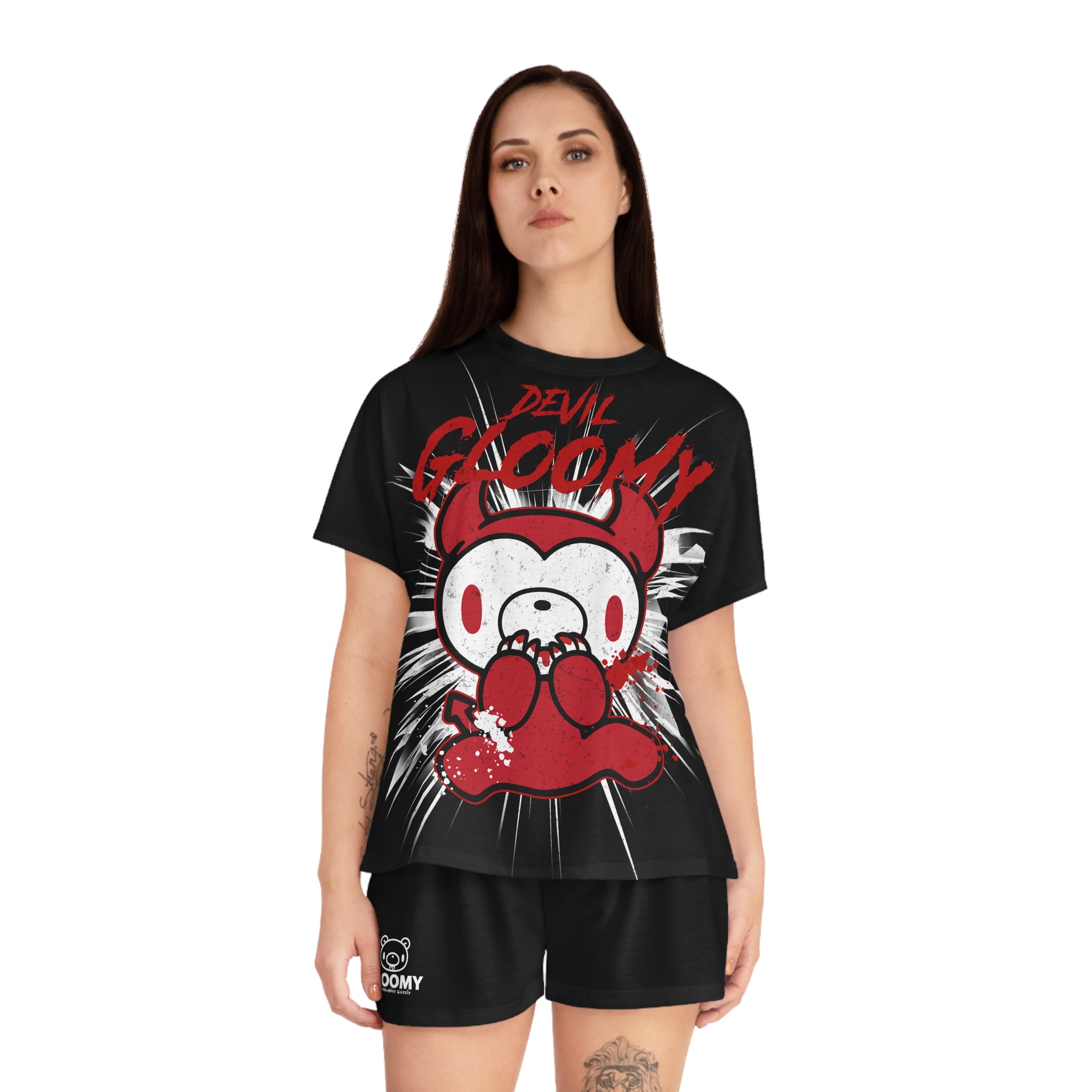 Devil Gloomy Halloween - Women's Short Pajama Set (AOP)