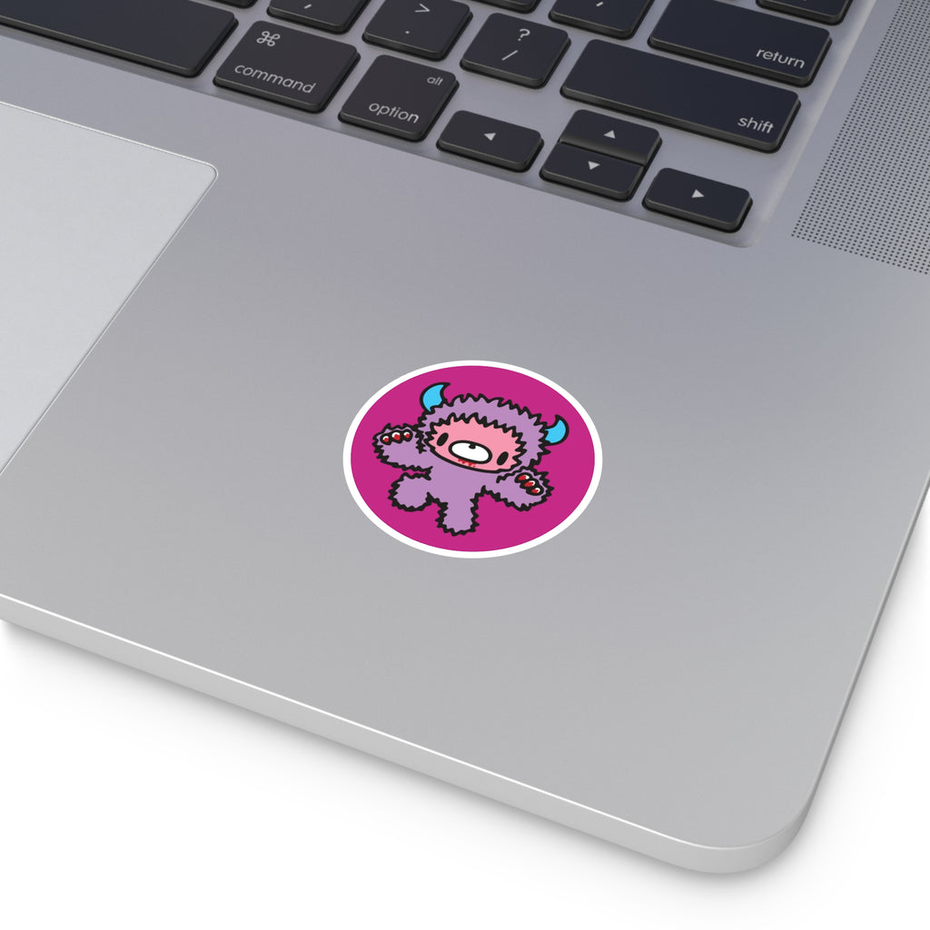 Gloomy Bear Fuzzy Horns Round Stickers, Indoor\Outdoor