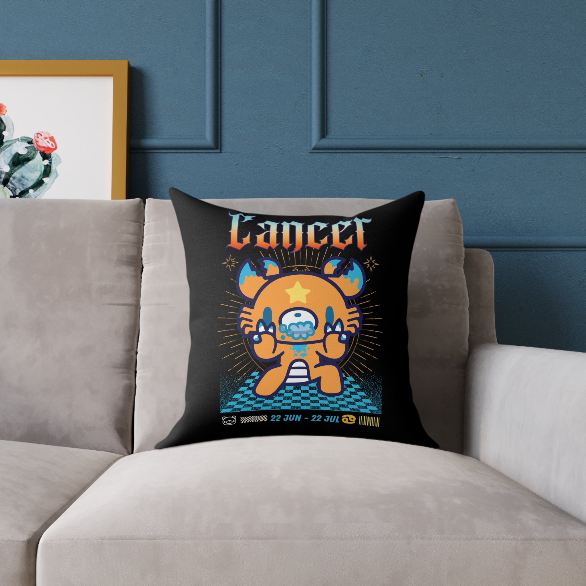Gloomy Cancer Zodiac Square Poly Canvas Pillow