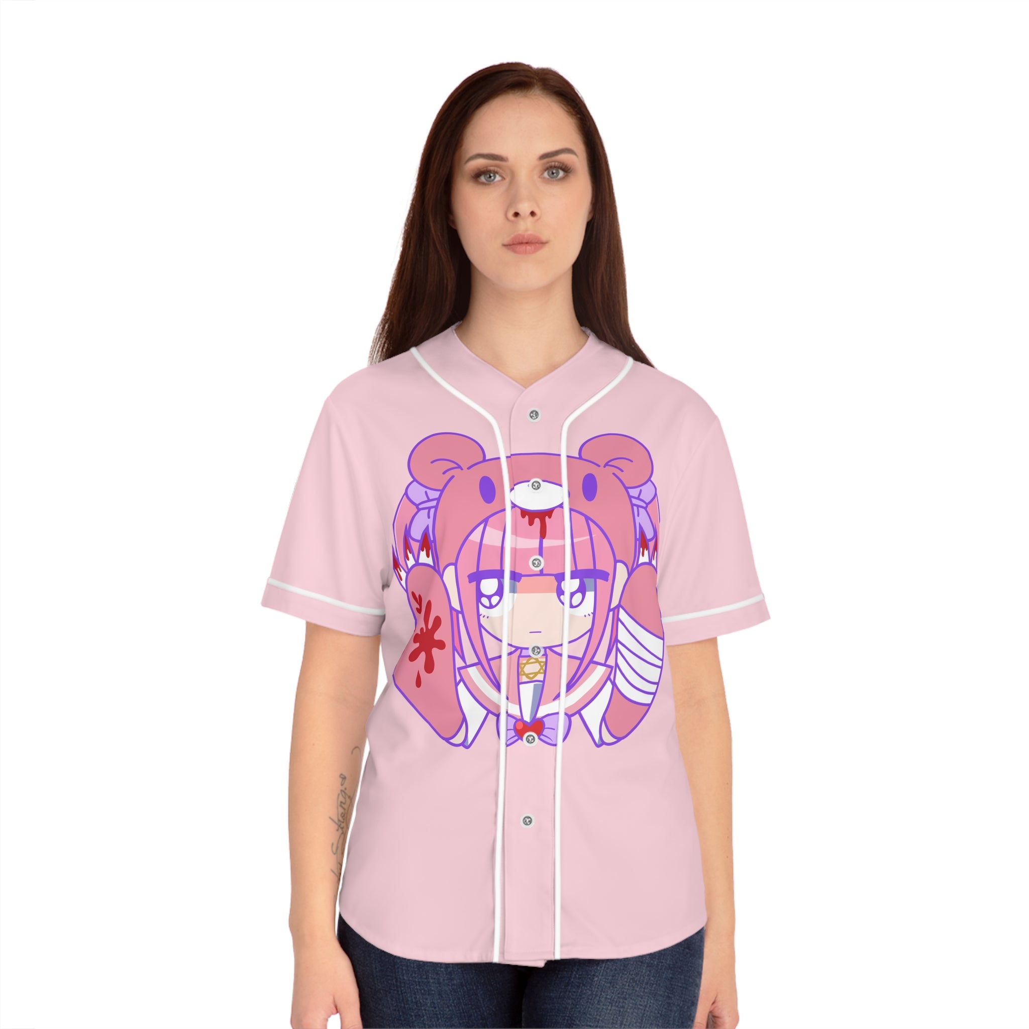 Menhera x Gloomy Bear Women's Baseball Jersey (AOP)