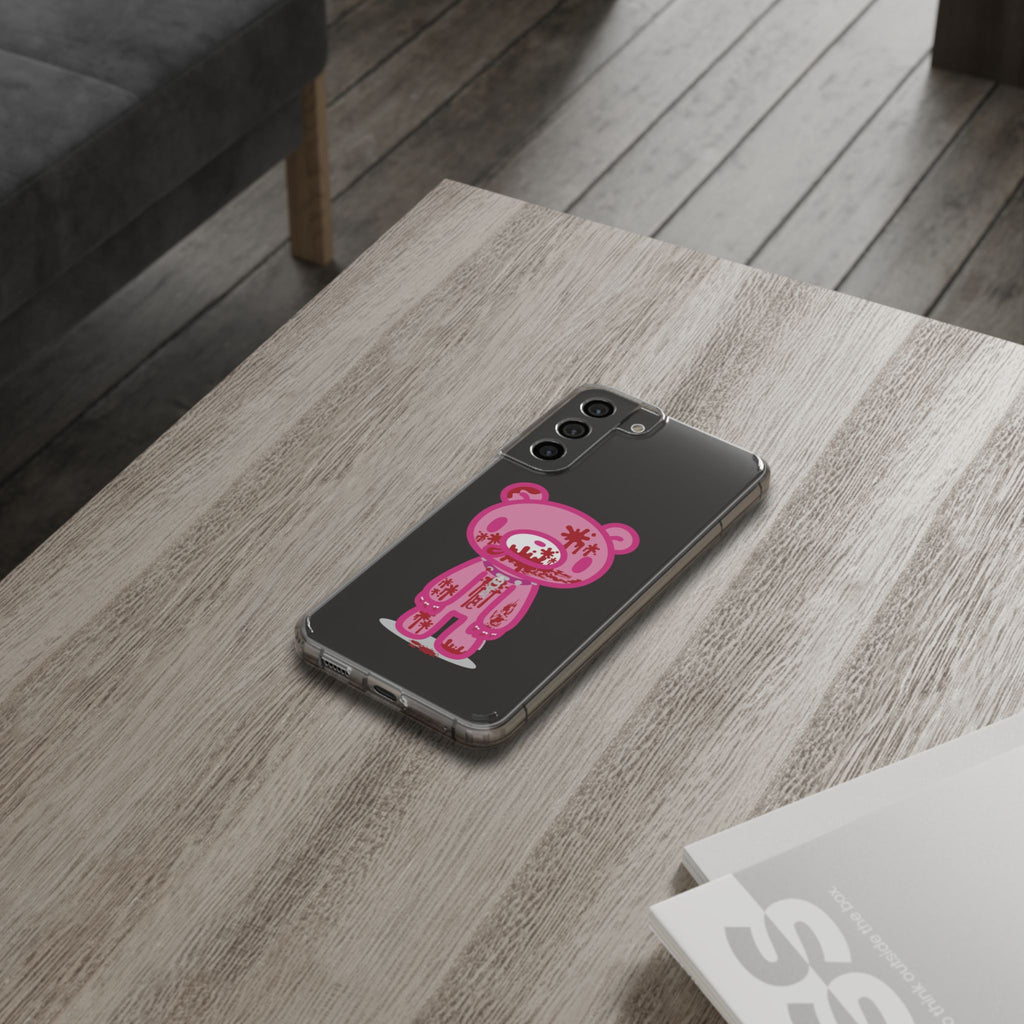 Pink Gloomy Bear Bloody - Clear Phone Case