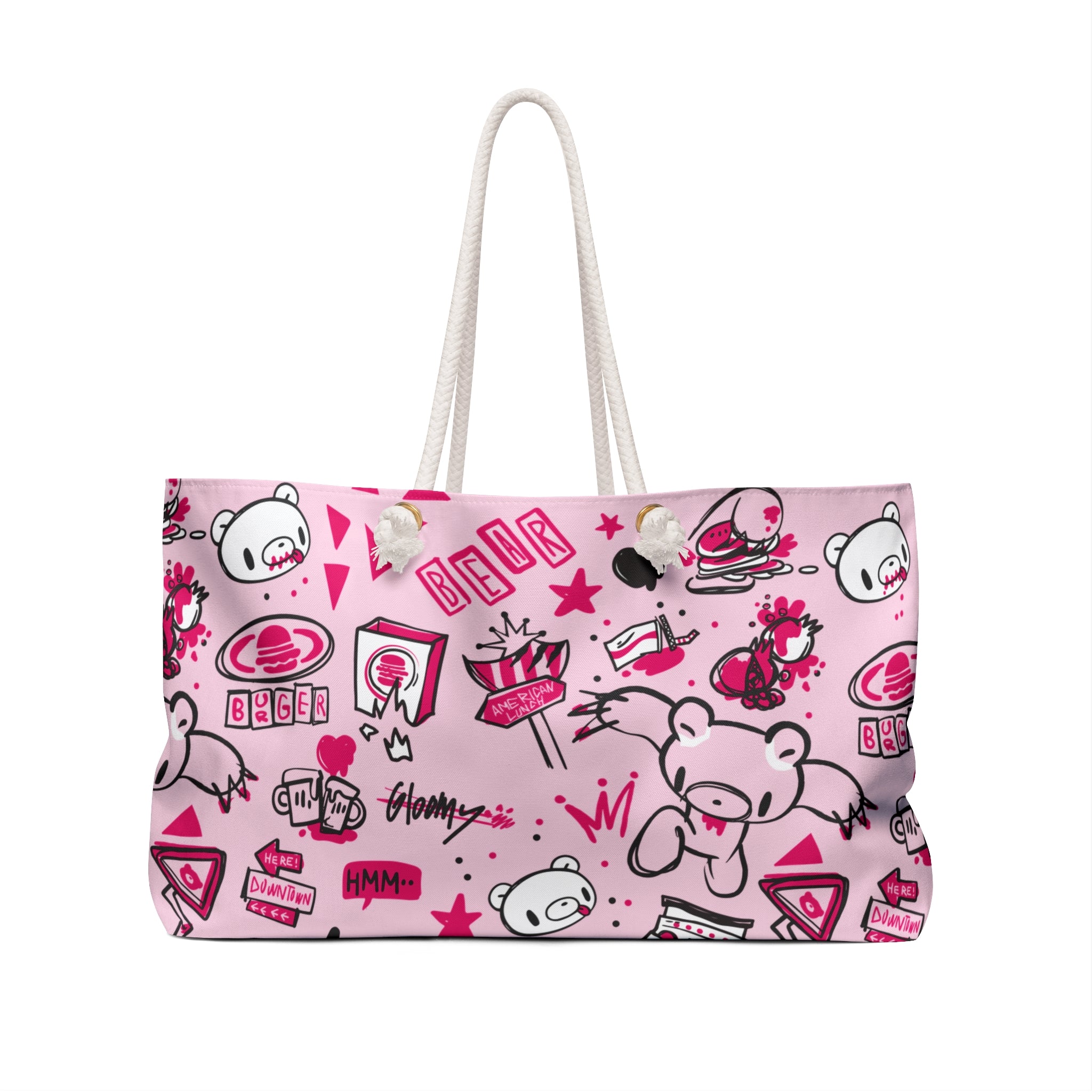 Gloomy Sketch Pink Pattern Weekender Beach Bag