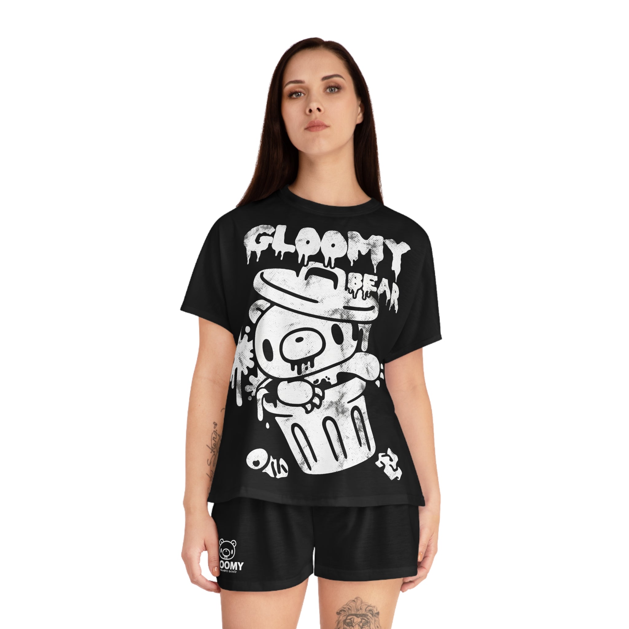 Gloomy Trash Bin - Women's Short Pajama Set (AOP)