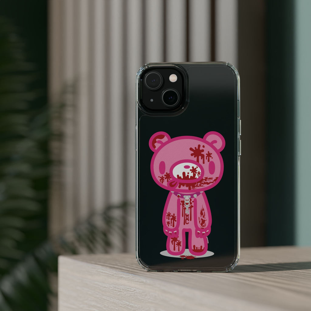 Pink Gloomy Bear Bloody - Clear Phone Case