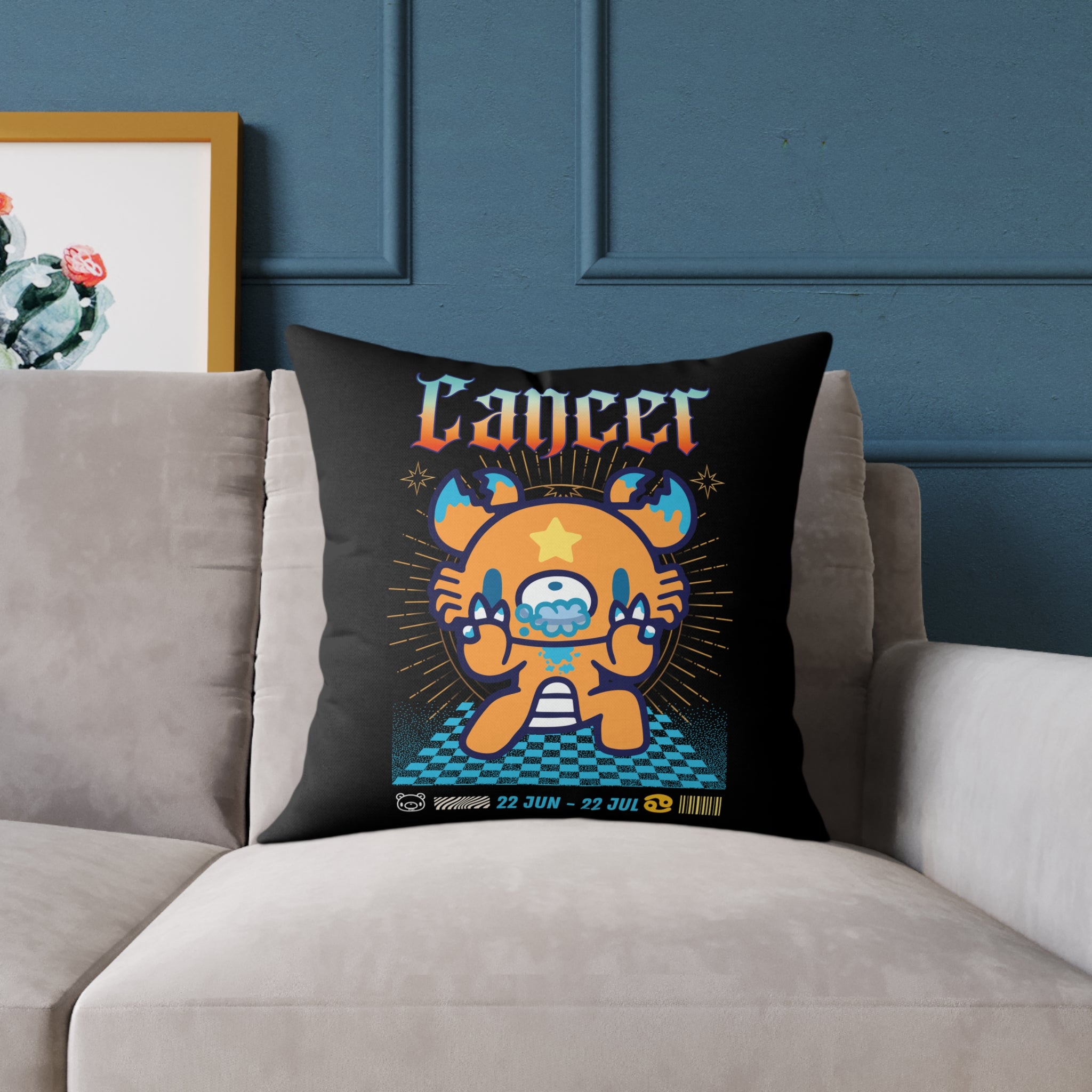 Gloomy Cancer Zodiac Square Poly Canvas Pillow