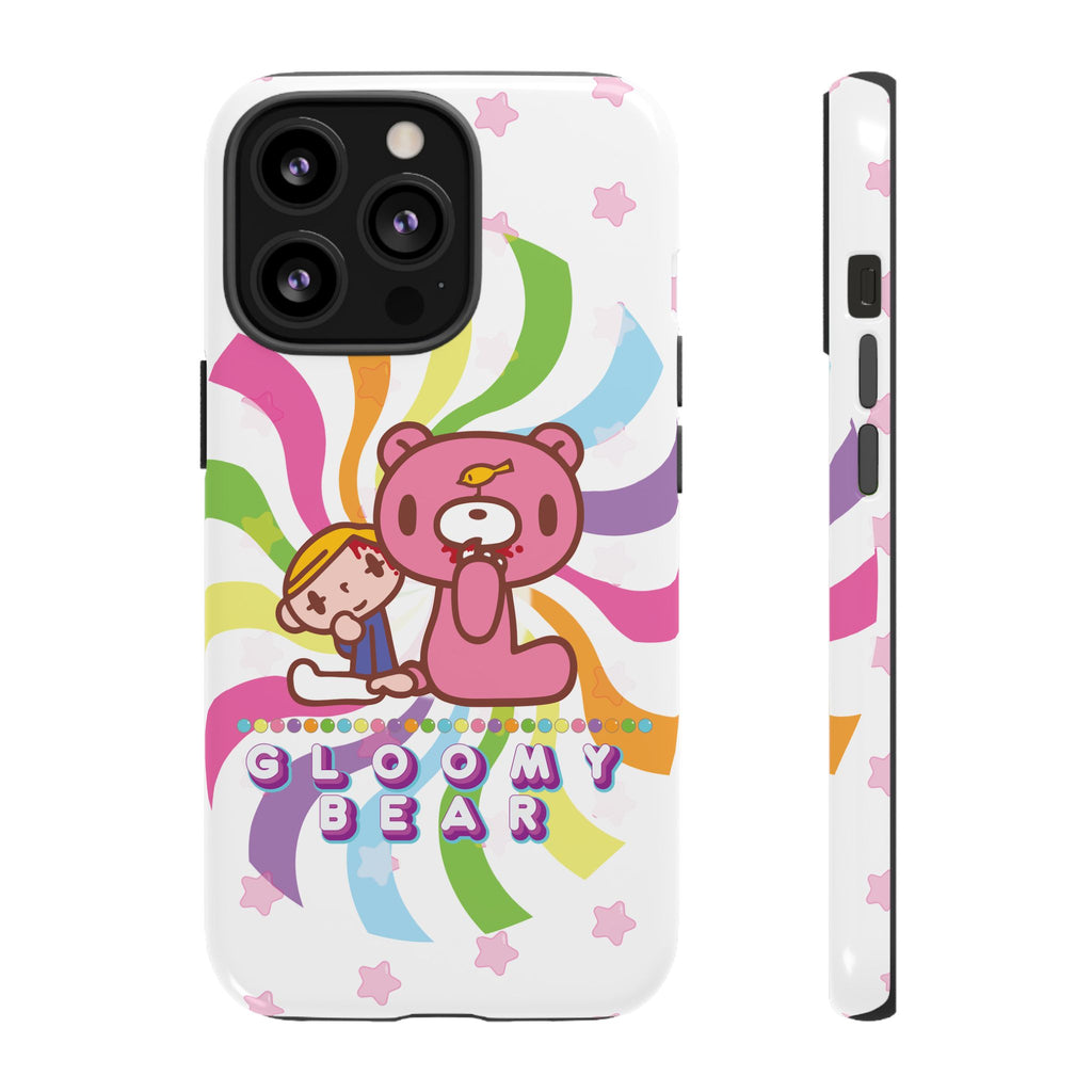 Swirly Rainbow Gloomy Bear - Tough Phone Case