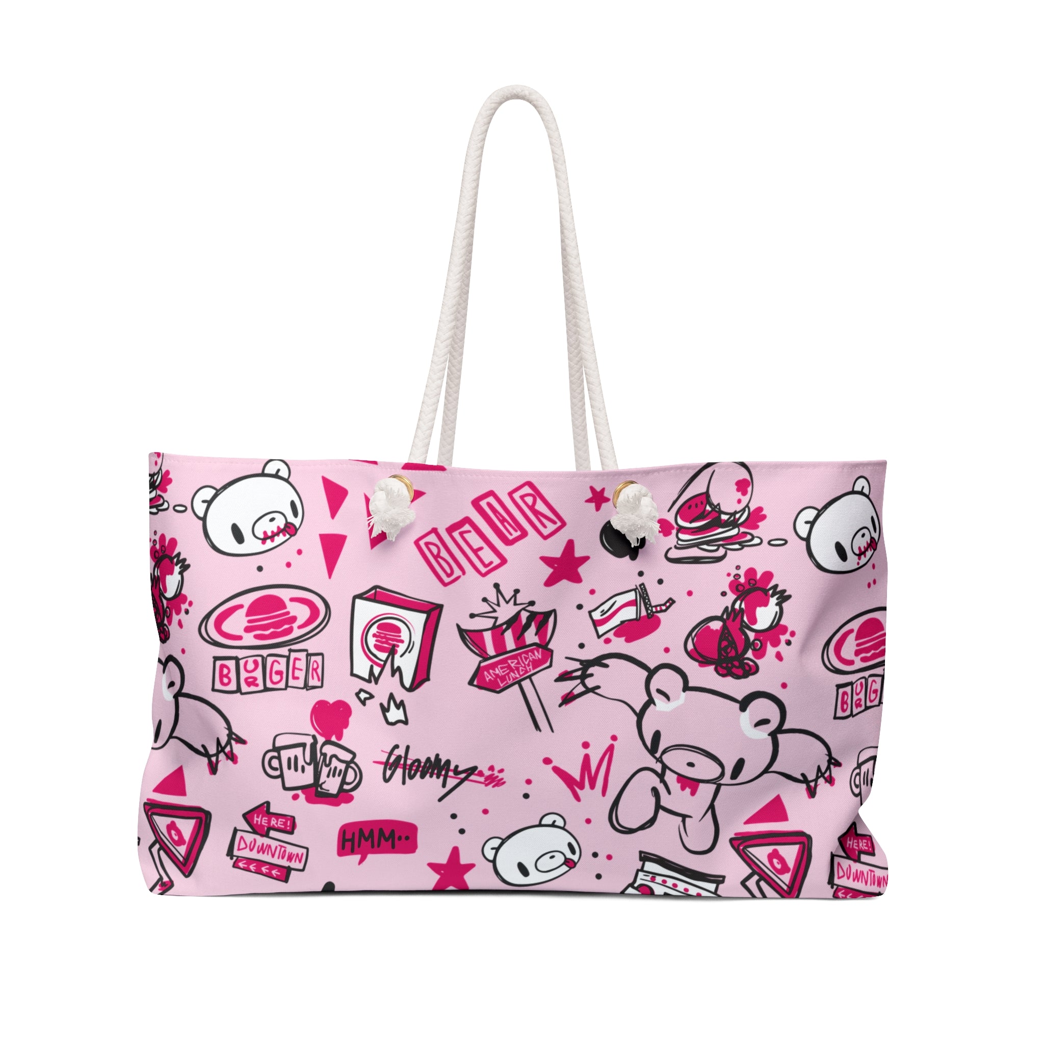 Gloomy Sketch Pink Pattern Weekender Beach Bag