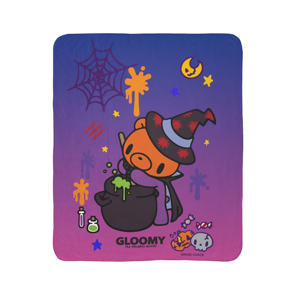 Gloomy Bear Witches Brew Halloween - 2024 Fleece Sherpa Blanket