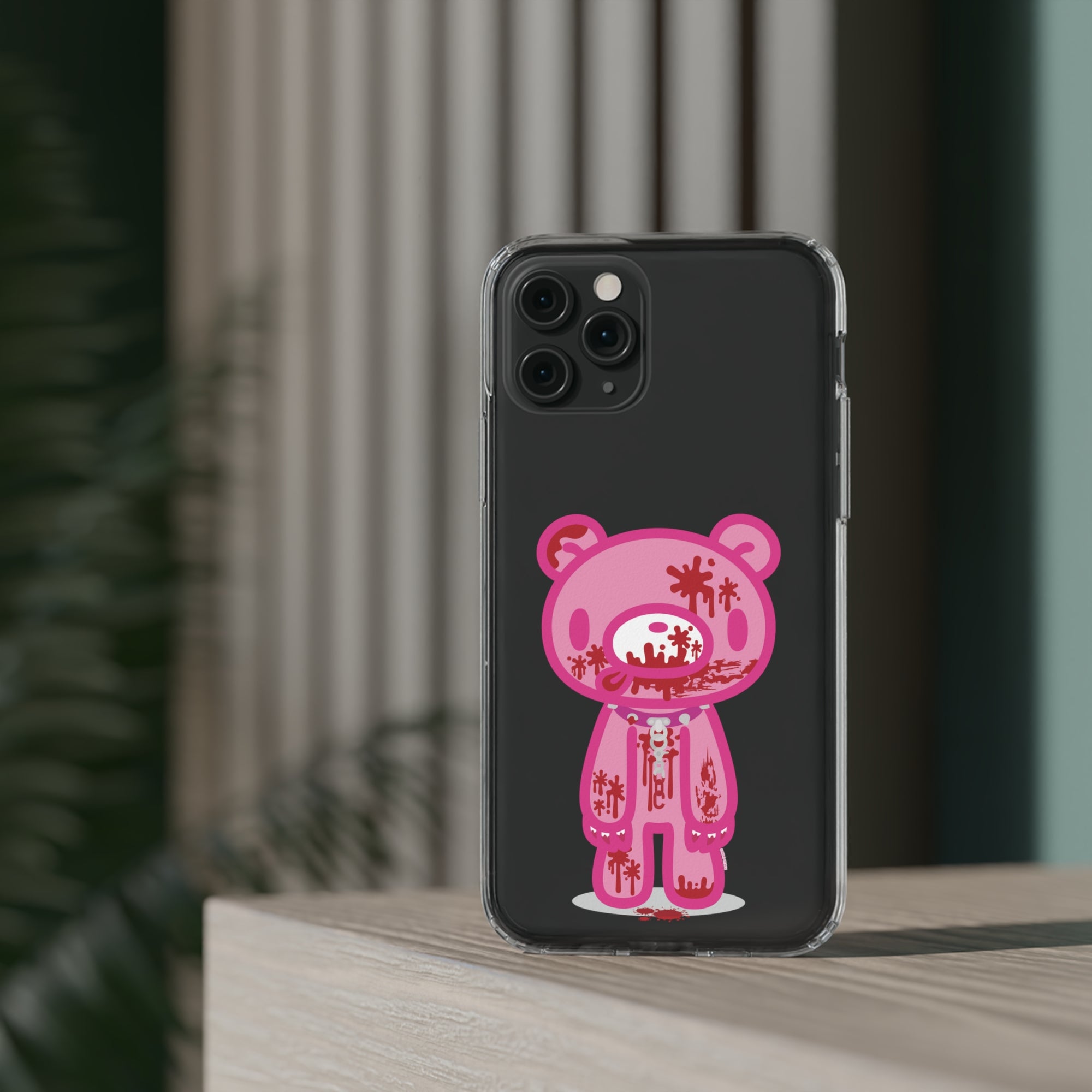 Pink Gloomy Bear Bloody - Clear Phone Case