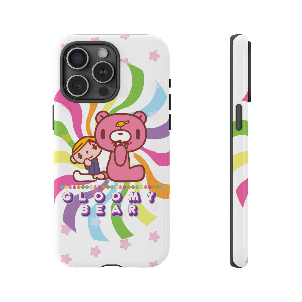 Swirly Rainbow Gloomy Bear - Tough Phone Case