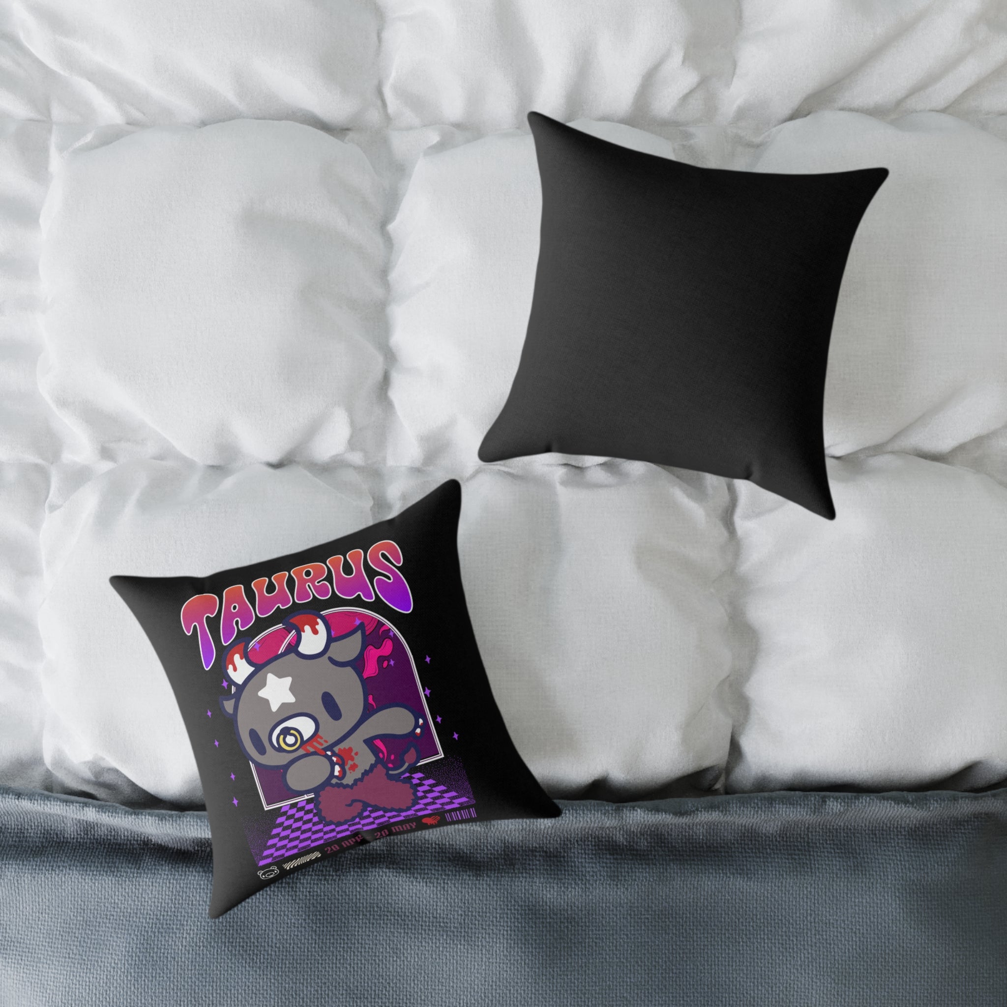 Gloomy Taurus Zodiac Square Poly Canvas Pillow