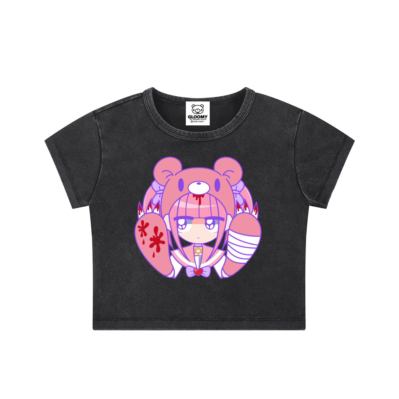 Menhera x Gloomy Snow Washed Crop Top