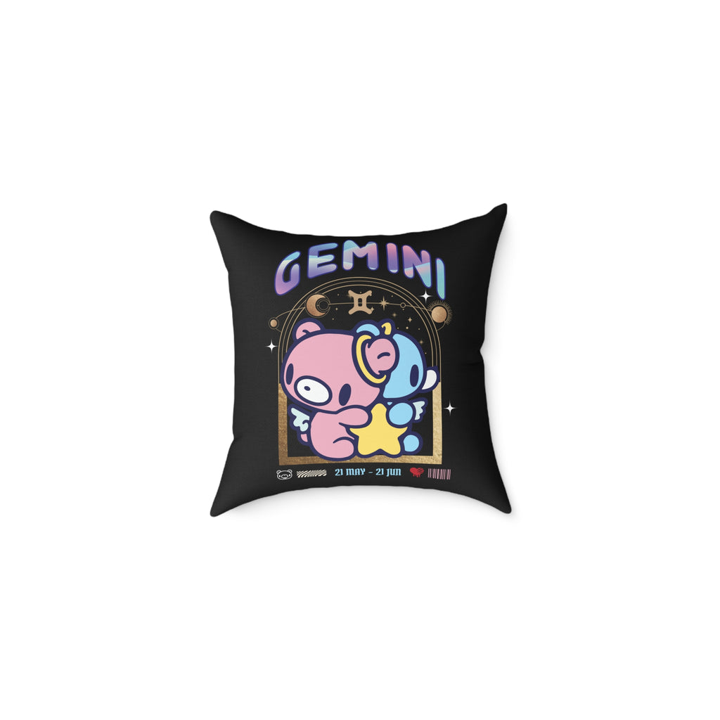 Gloomy Gemini Zodiac Square Poly Canvas Pillow