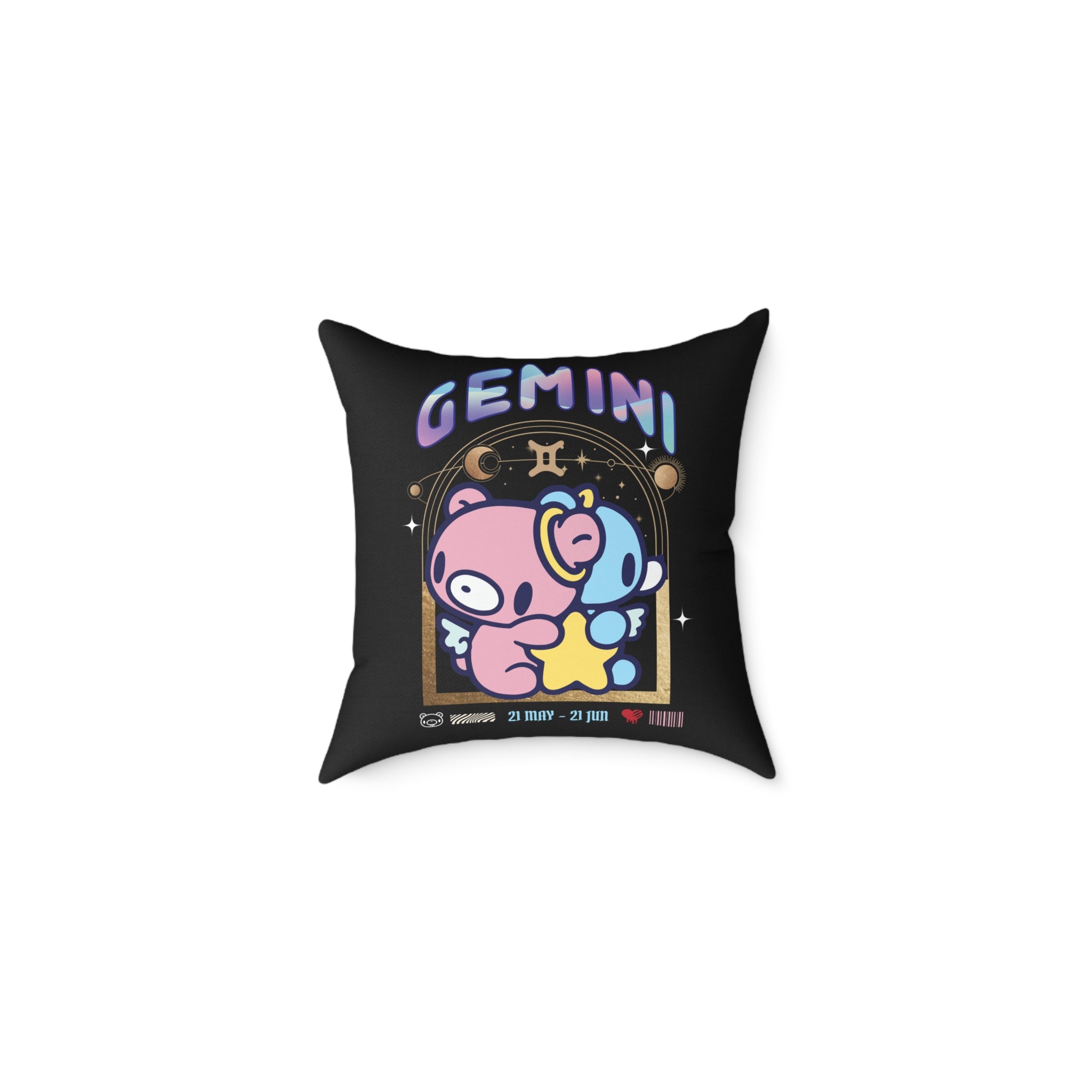 Gloomy Gemini Zodiac Square Poly Canvas Pillow