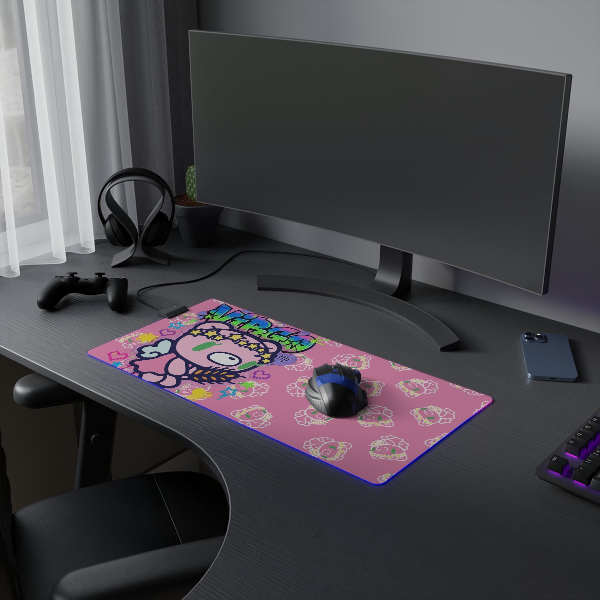 Virgo Zodiac  Gloomy Bear  LED Gaming Mouse Pad