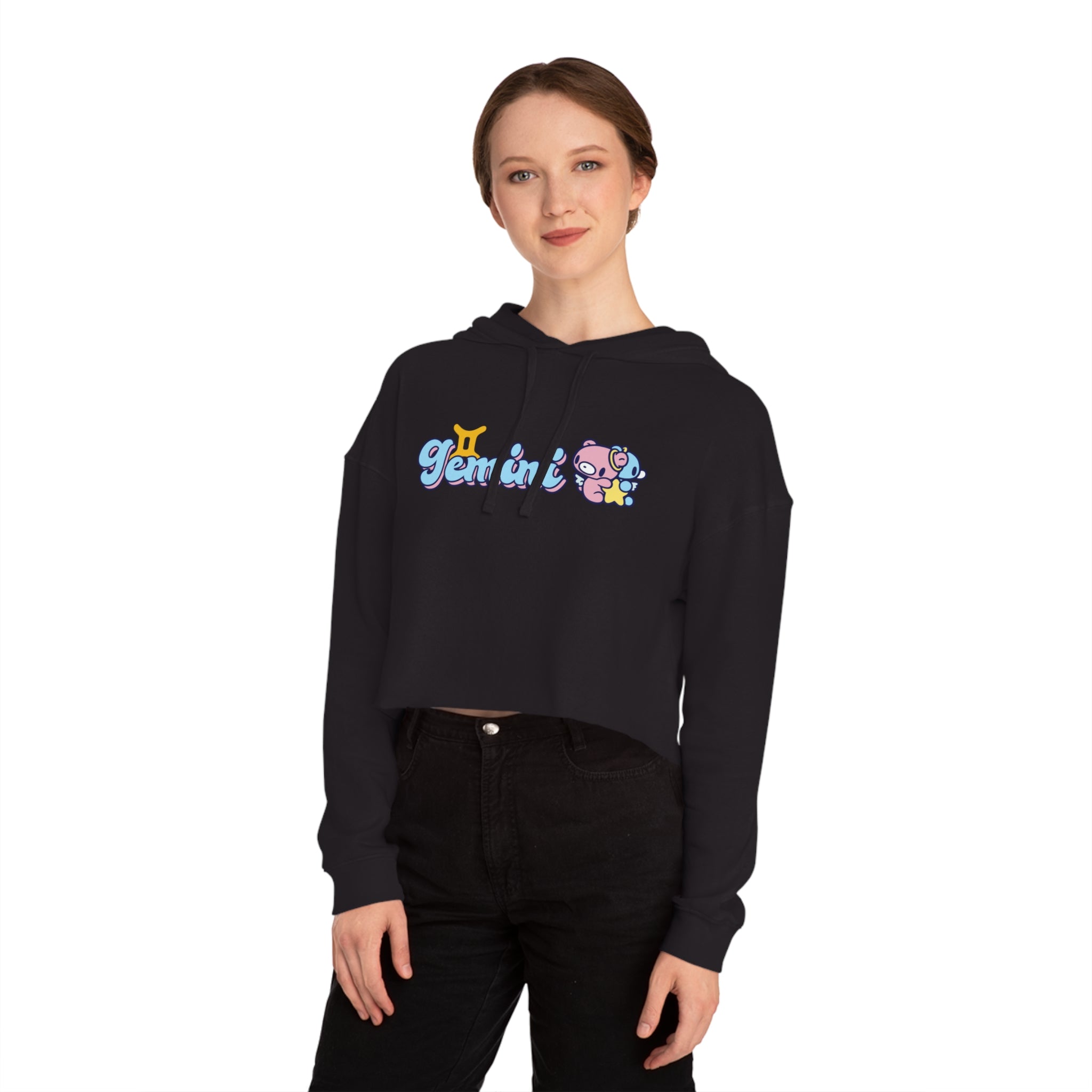 gloomy Gemini Zodiac Women’s Cropped Hooded Sweatshirt