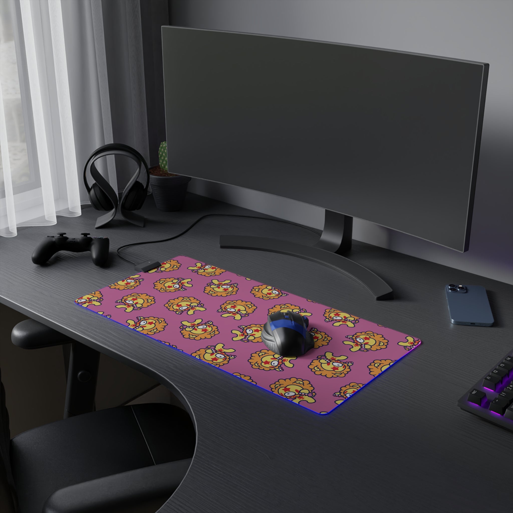 Leo Zodiac gloomy bear LED Gaming Mouse Pad