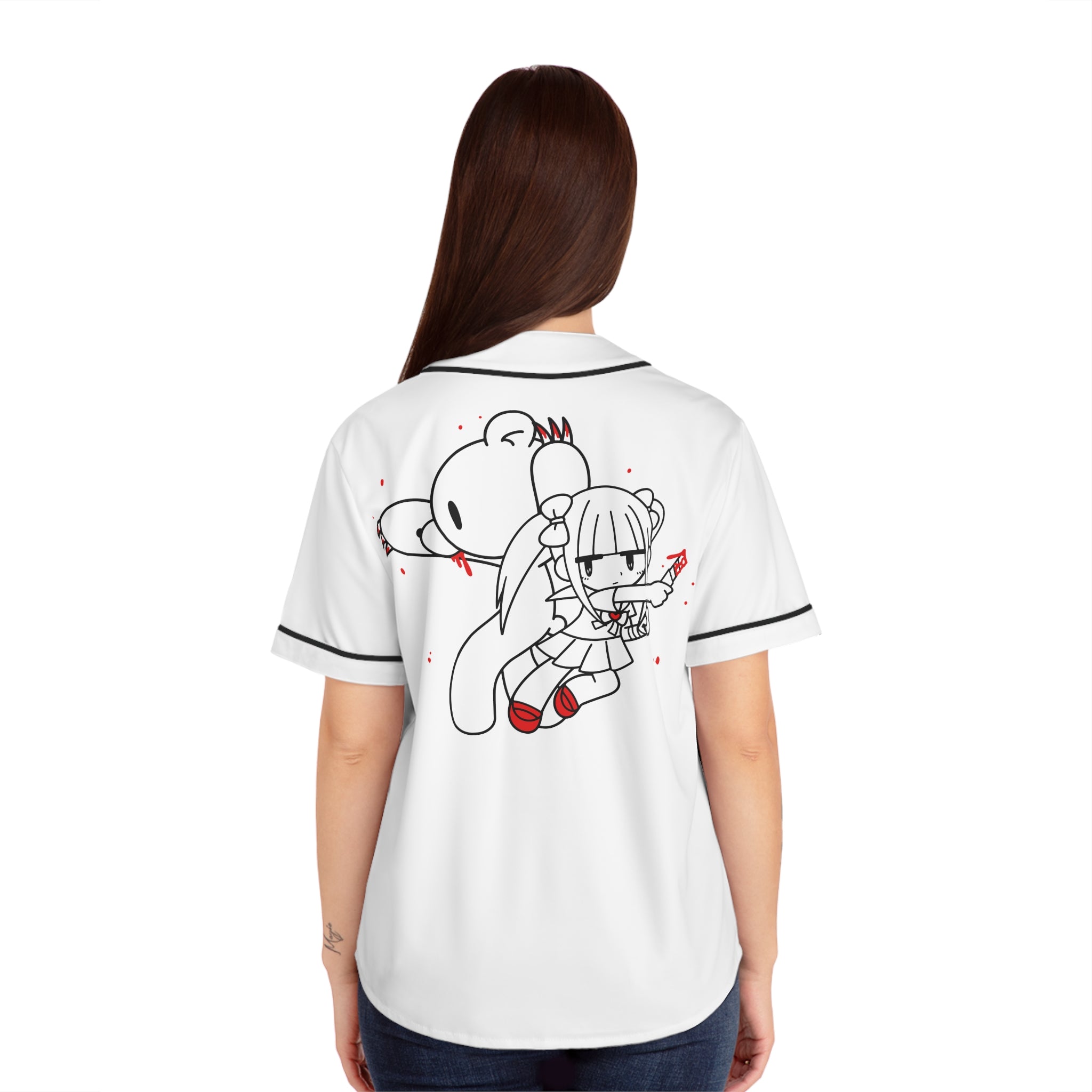 Menhera x Gloomy Bear Women's Baseball Jersey (AOP)