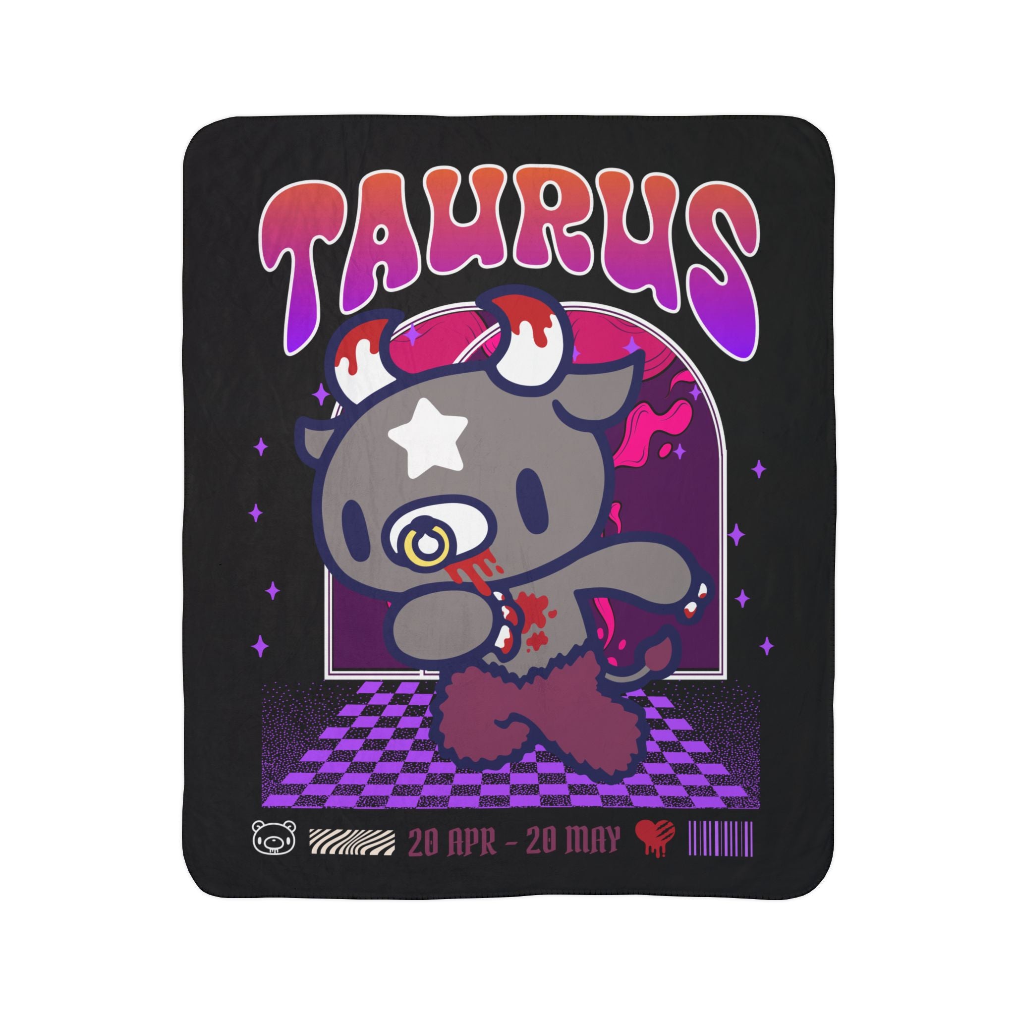 Gloomy Bear Taurus Zodiac Fleece Sherpa Blanket