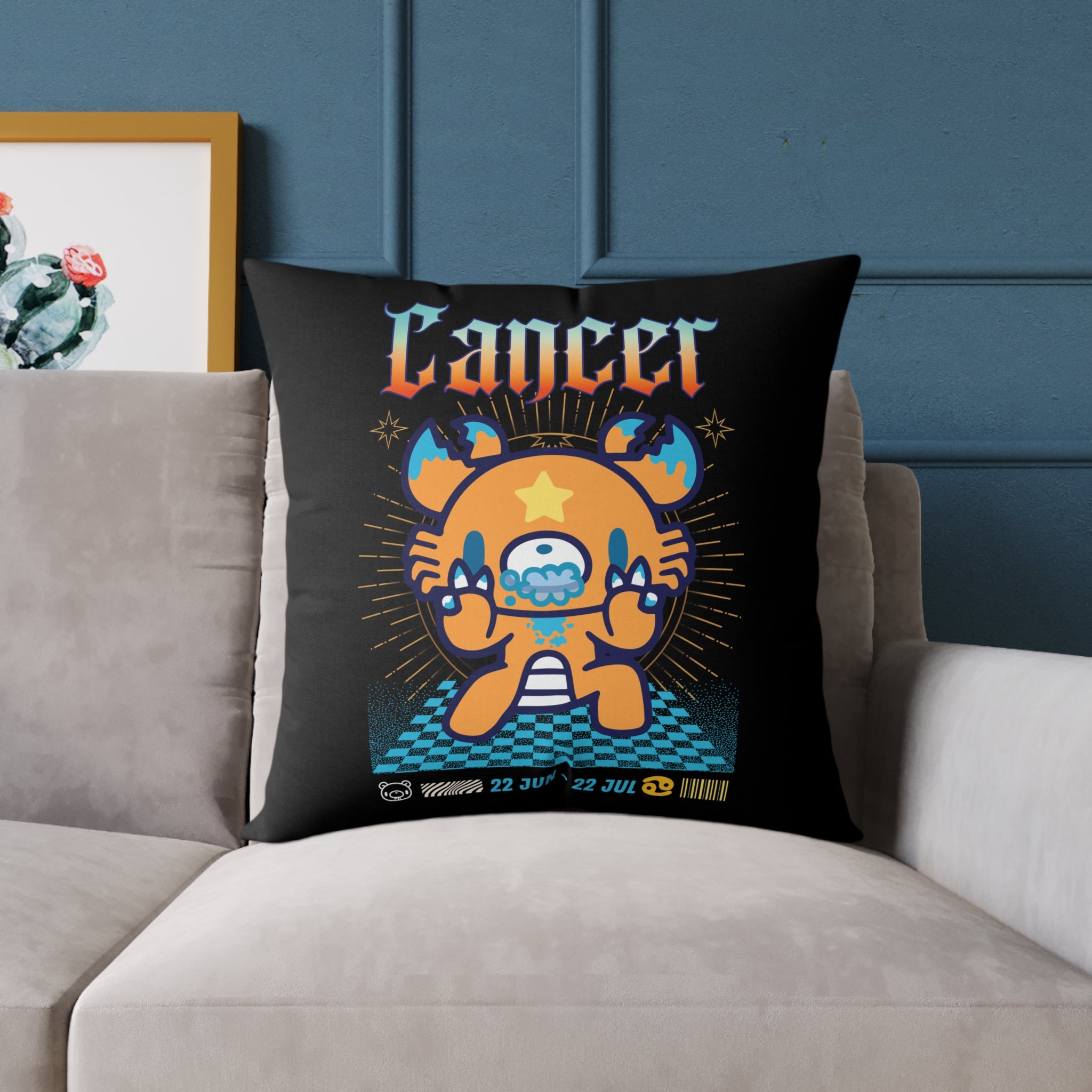 Gloomy Cancer Zodiac Square Poly Canvas Pillow