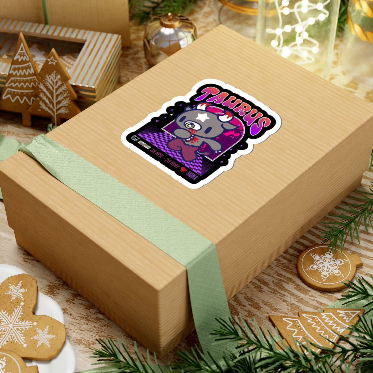 Gloomy Taurus Zodiac Kiss-Cut Stickers